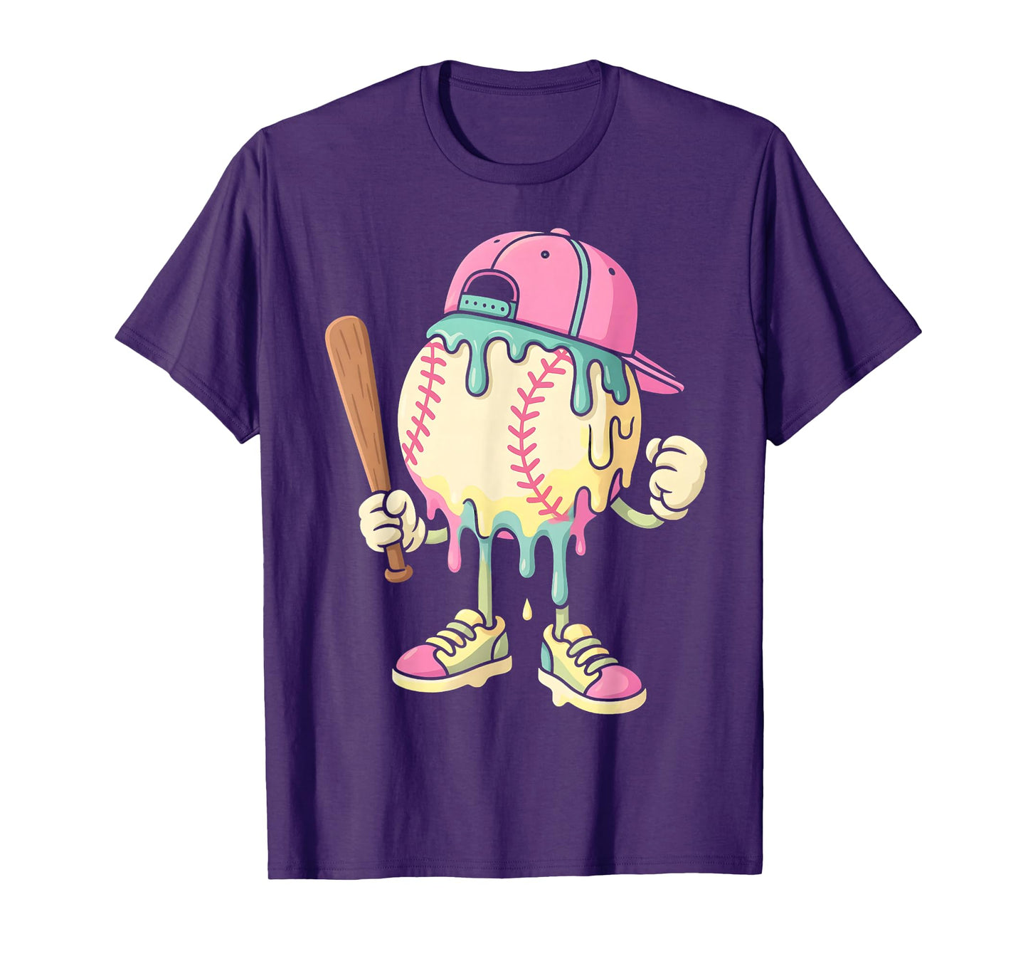 Ice Cream Drip Baseball Spots Baseball Drip For Girls T-Shirt