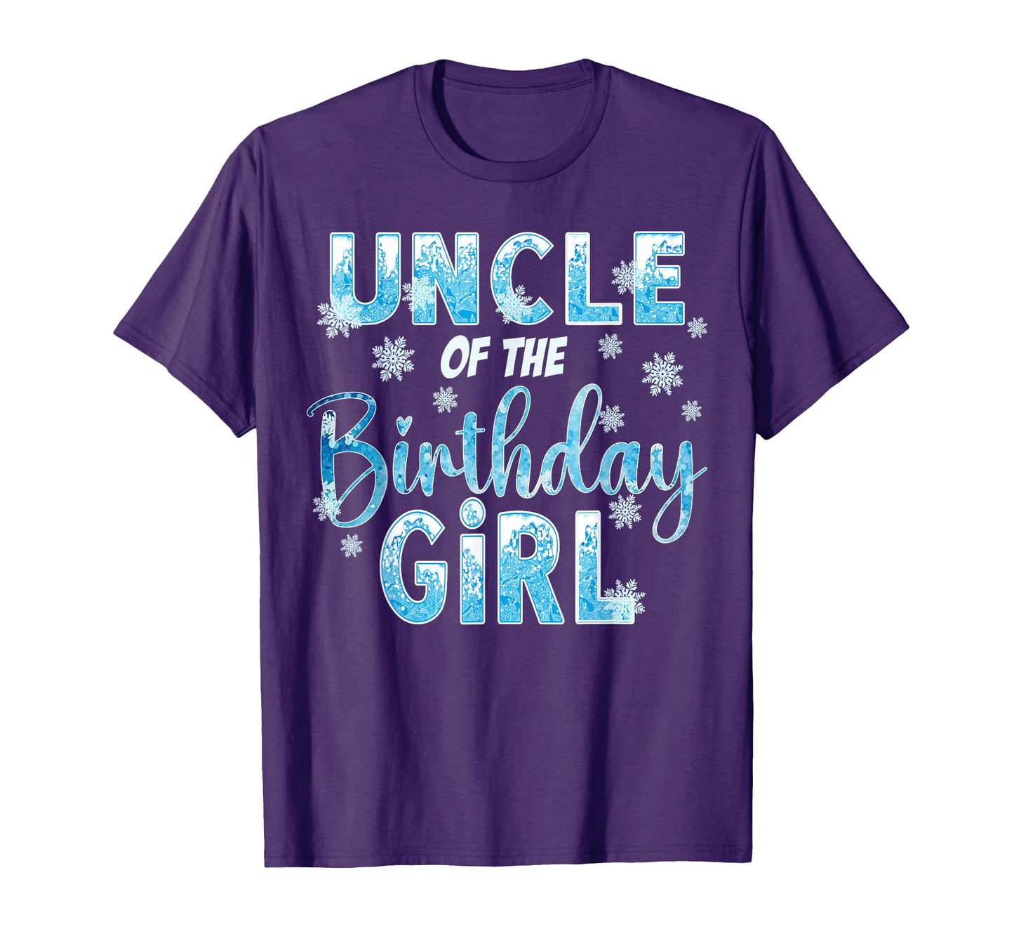 Uncle Of The Birthday Girl Snowflakes Themed Matching T-Shirt