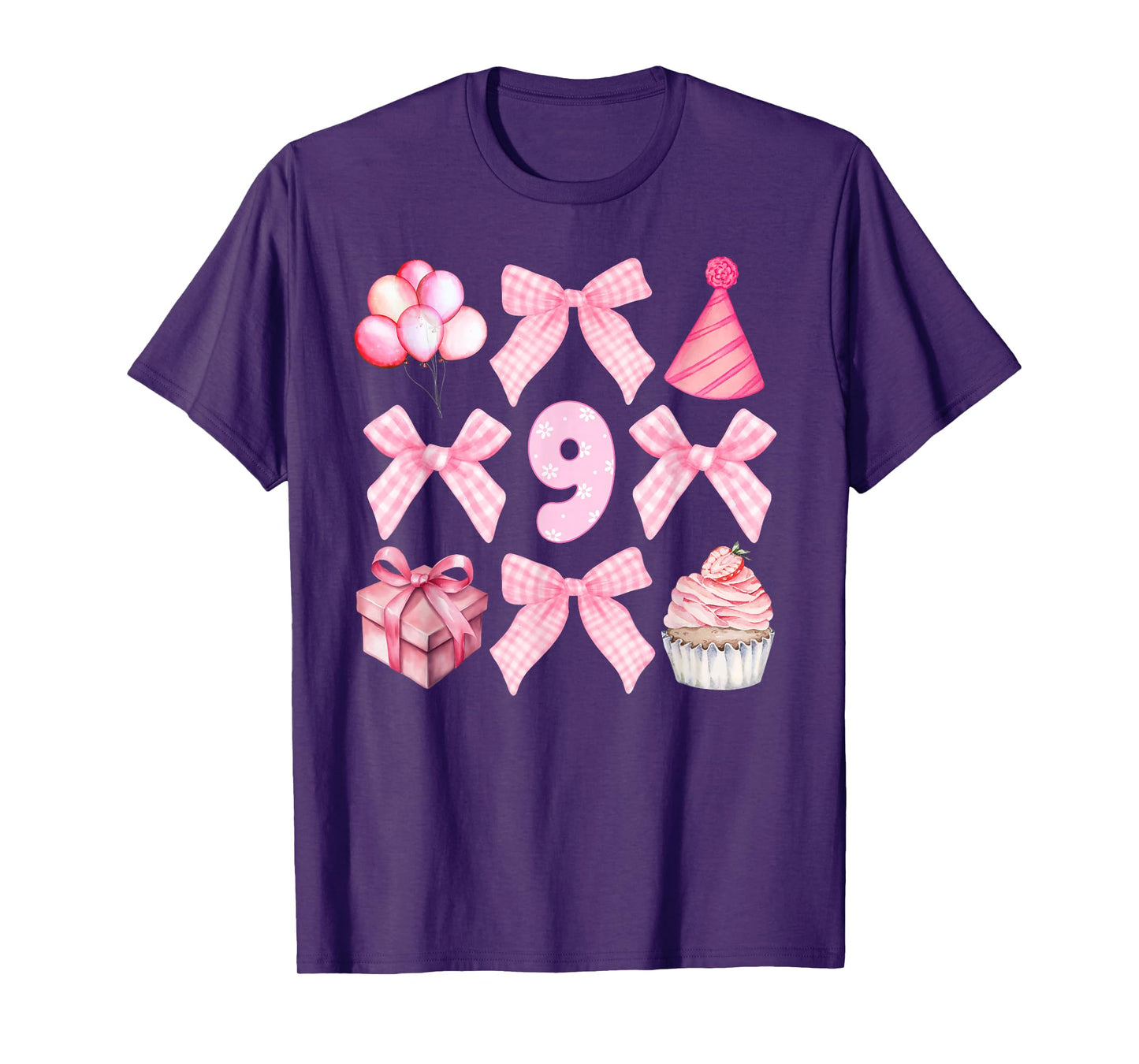9th Coquette Birthday Party Nine Year Old Girl Coquette Bow T-Shirt
