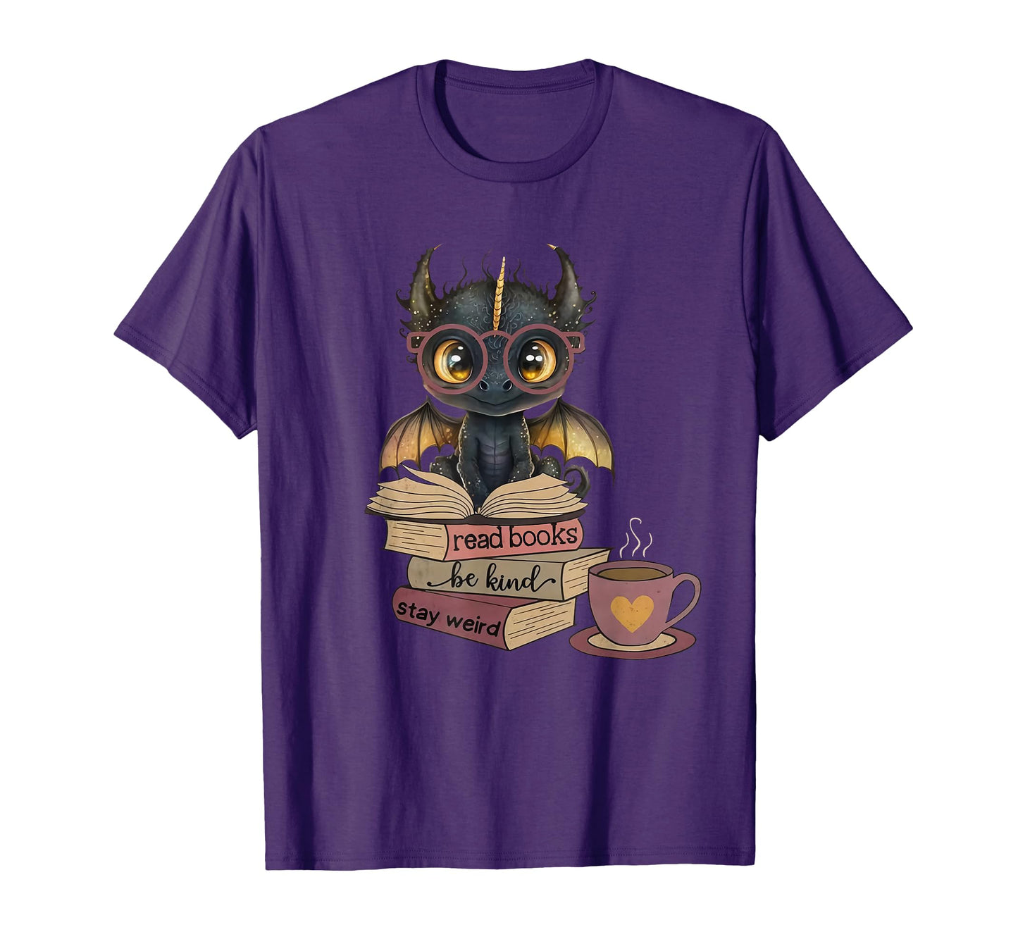 Funny Dragon Read Books Be Kind Stay Weird Book Lover T-Shirt
