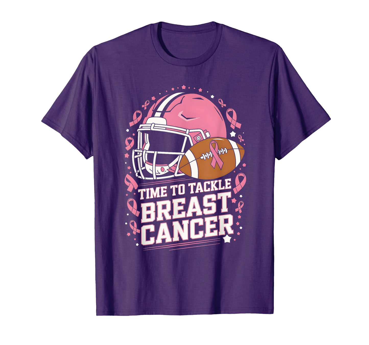 Tackle Football Breast Cancer Awareness Pink Ribbon Boys Kid T-Shirt