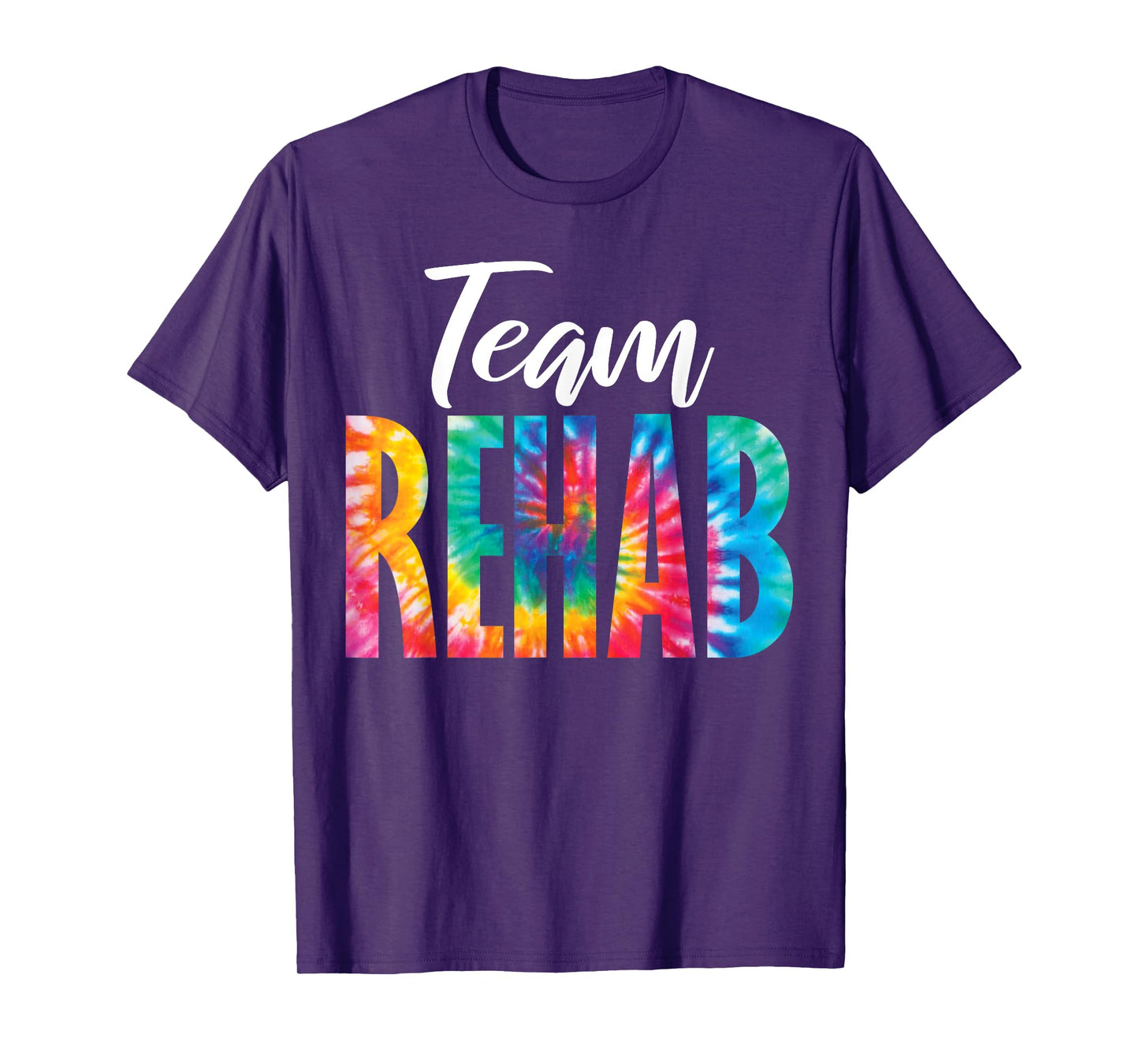 Rehabilitation Team Awareness Matching Crew Squad Tie Dye Team Rehab Unisex-Adults Black Short Sleeve Crew Neck T-Shirt