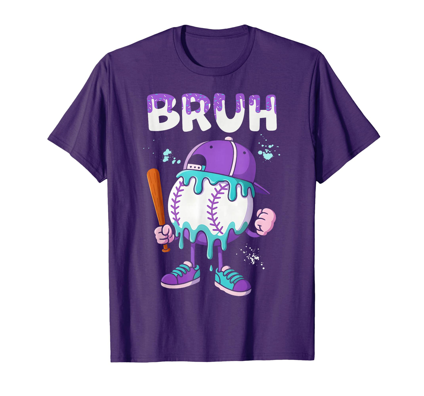 Baseball Ice Cream Drip Youth Bruh Baseball For Girls & Boys T-Shirt