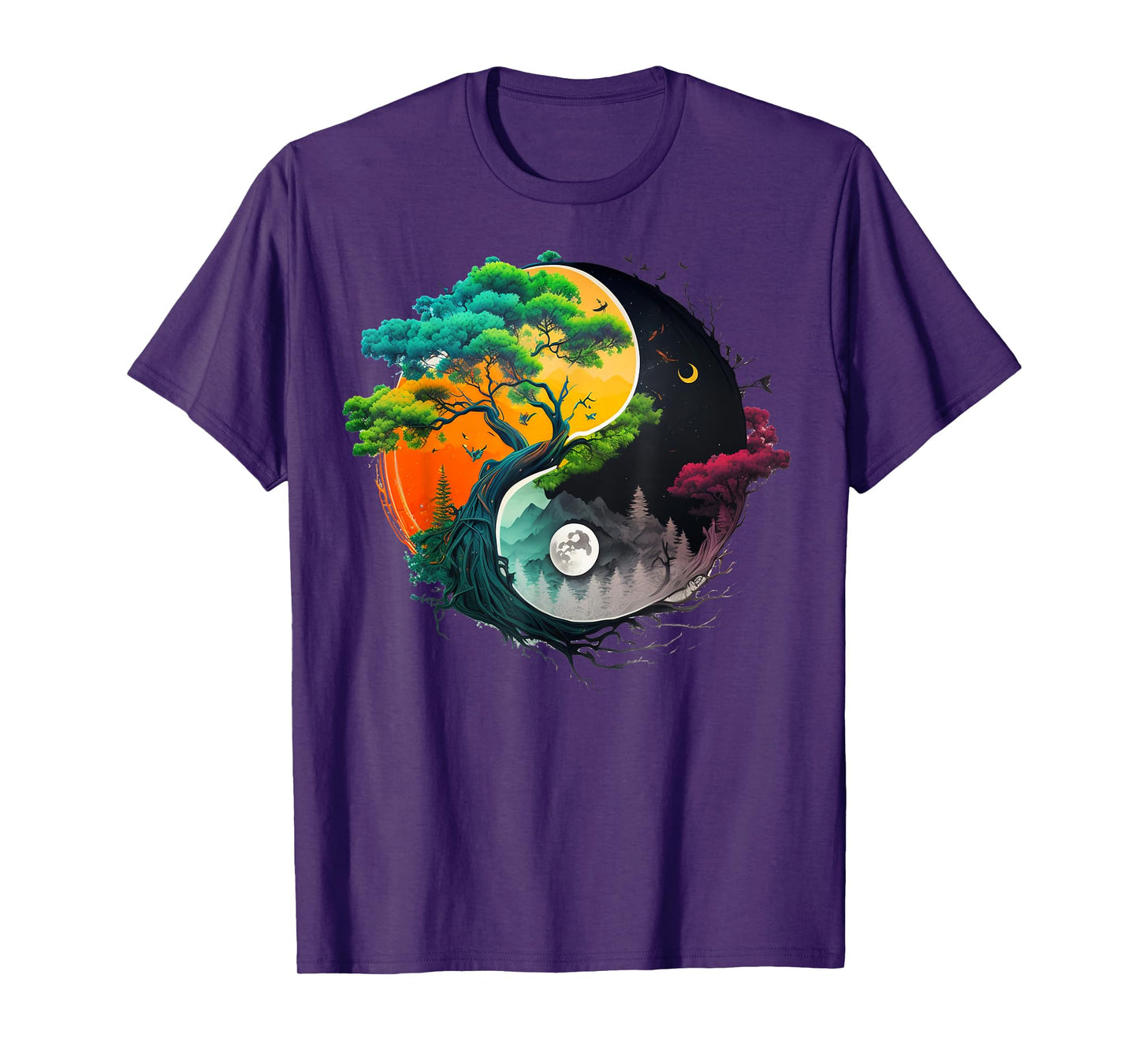 Nature Taoism Yin Yang Symbol on Zen Taijitu Yin Yang T-Shirt