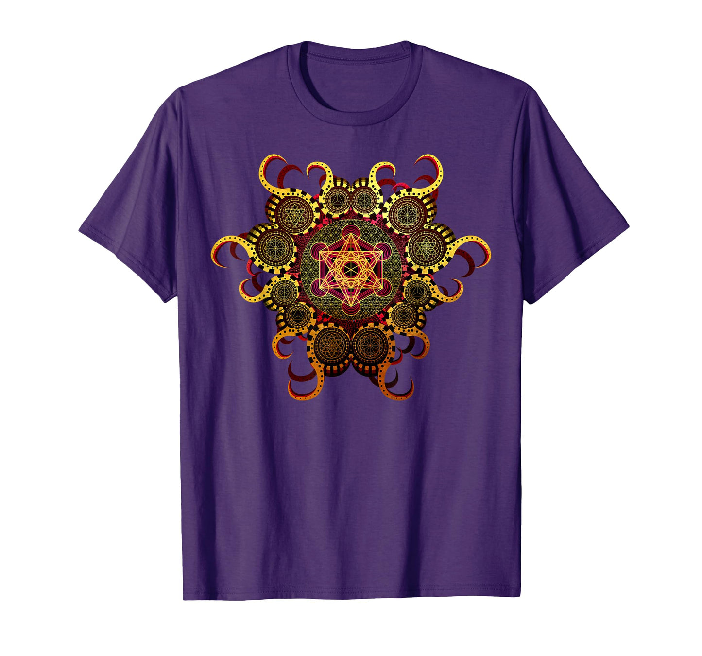 Gold Organic Merkaba Sacred Geometry Psychedelic Symmetry T-Shirt