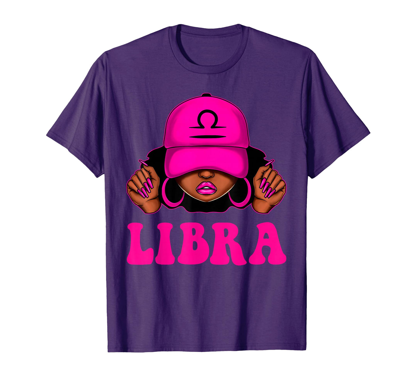 Libra Queen Sassy Black Woman Afro Girl Zodiac Birthday T-Shirt