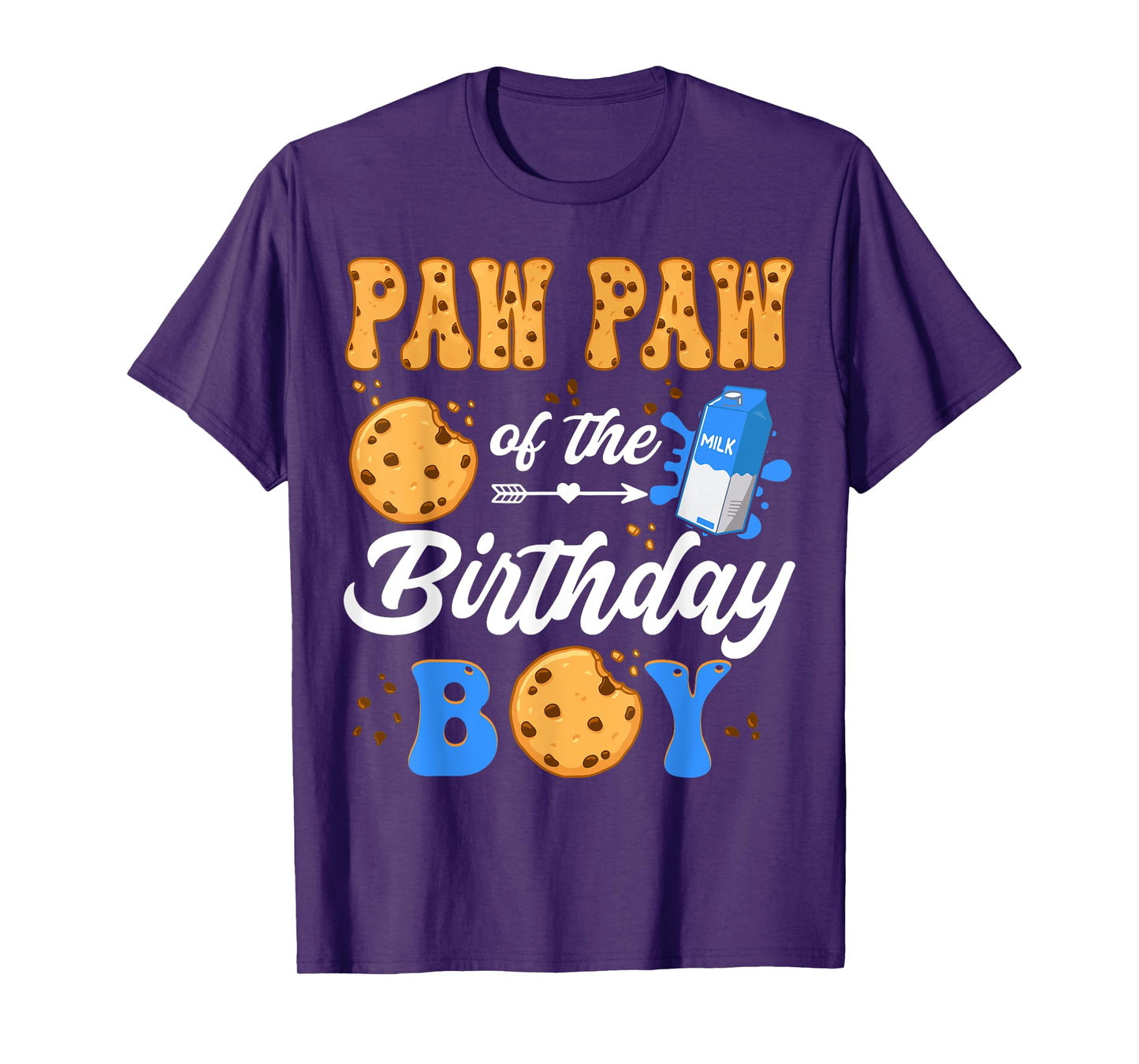 Paw Paw Of The Birthday Boy Milk And Cookies 1St Birthday T-Shirt