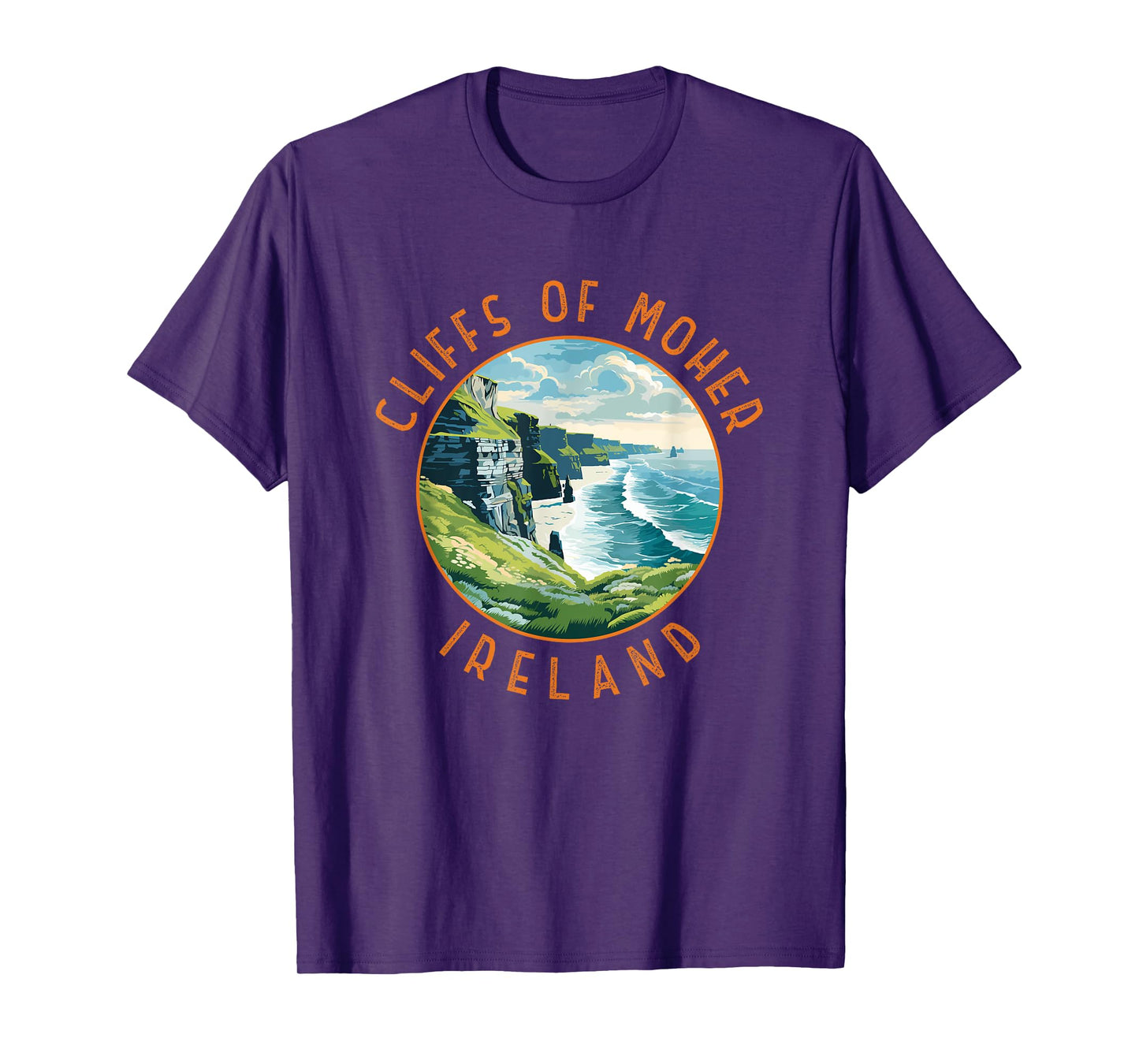Cliffs of Moher Ireland Retro Distressed Circle T-Shirt