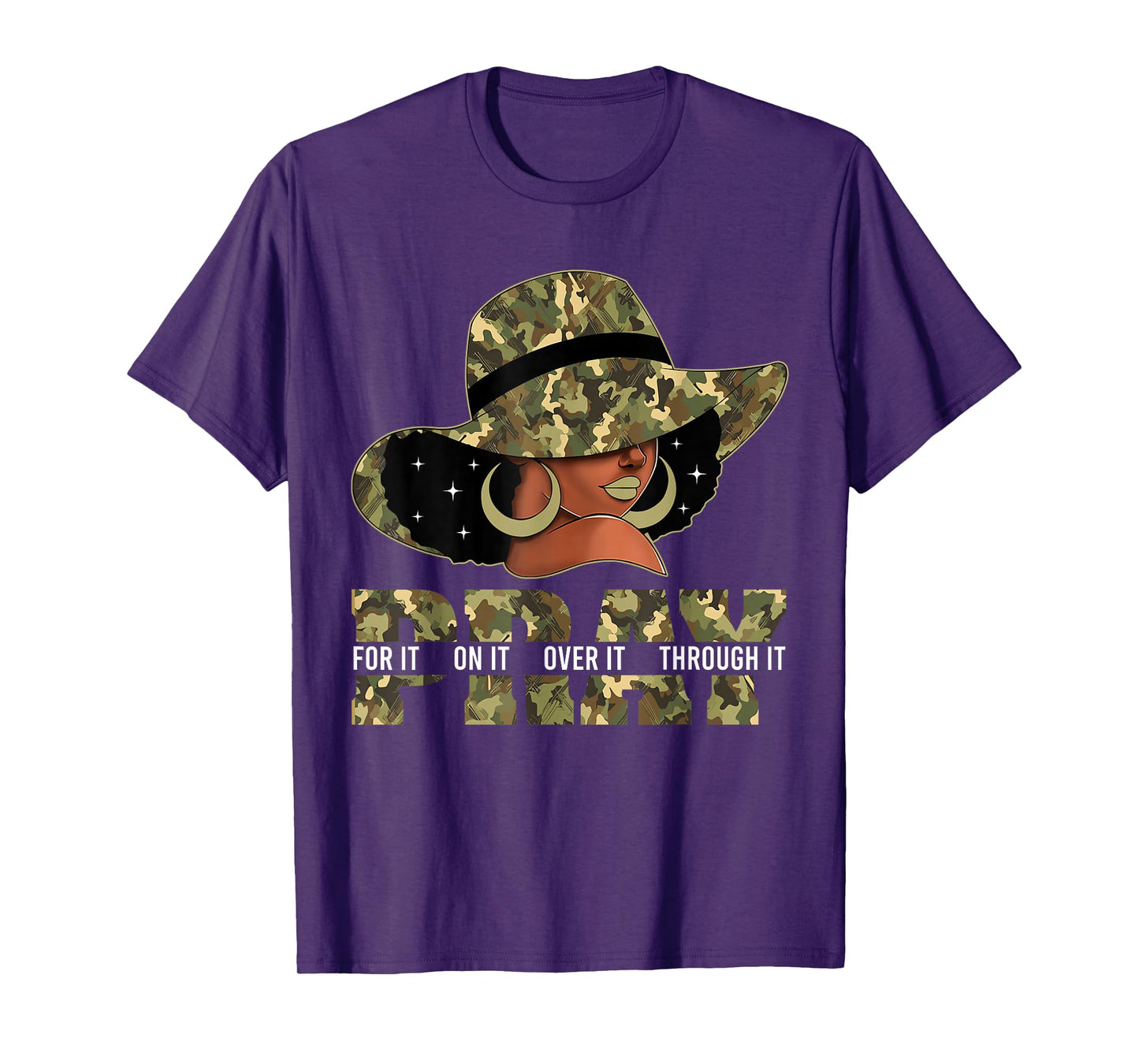 Pray On It Pray Over It Black Woman Afro Christian Sayings T-Shirt