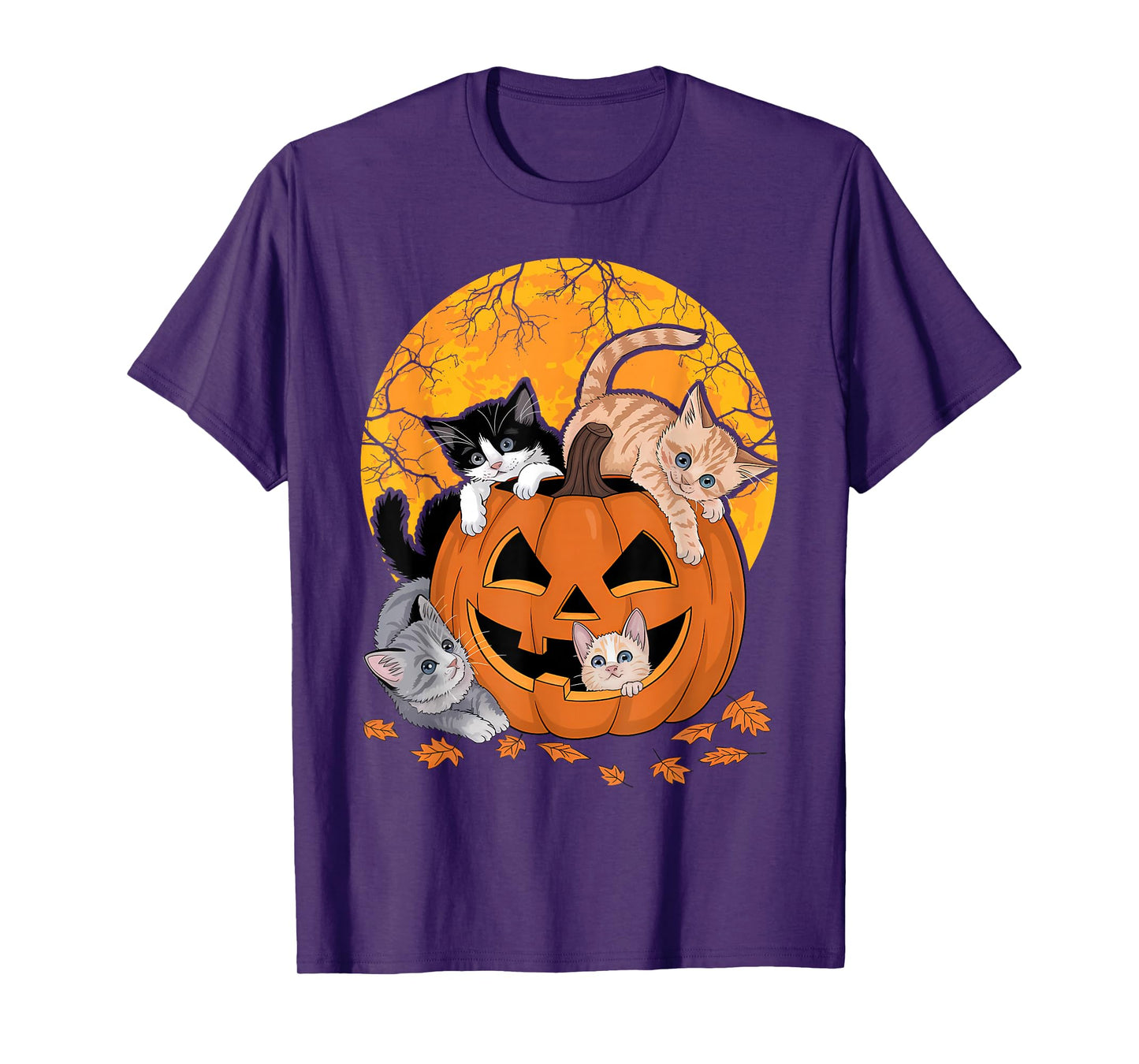Vintage 90s Cat Pumpkin Halloween Retro Floral Spooky Season T-Shirt