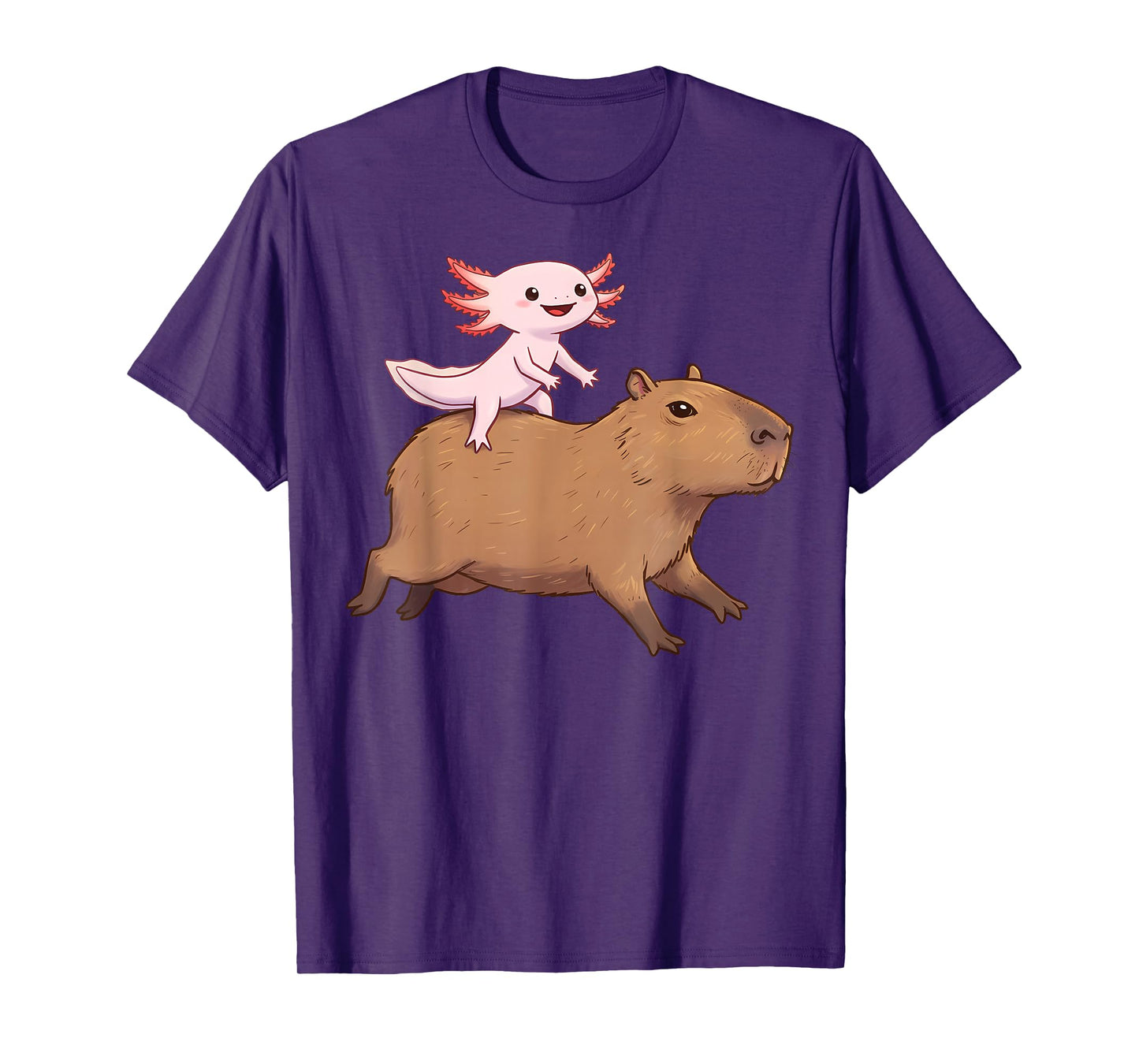 Funny Kawaii Axolotl and Capybara Lover Kids Girls Men Women T-Shirt