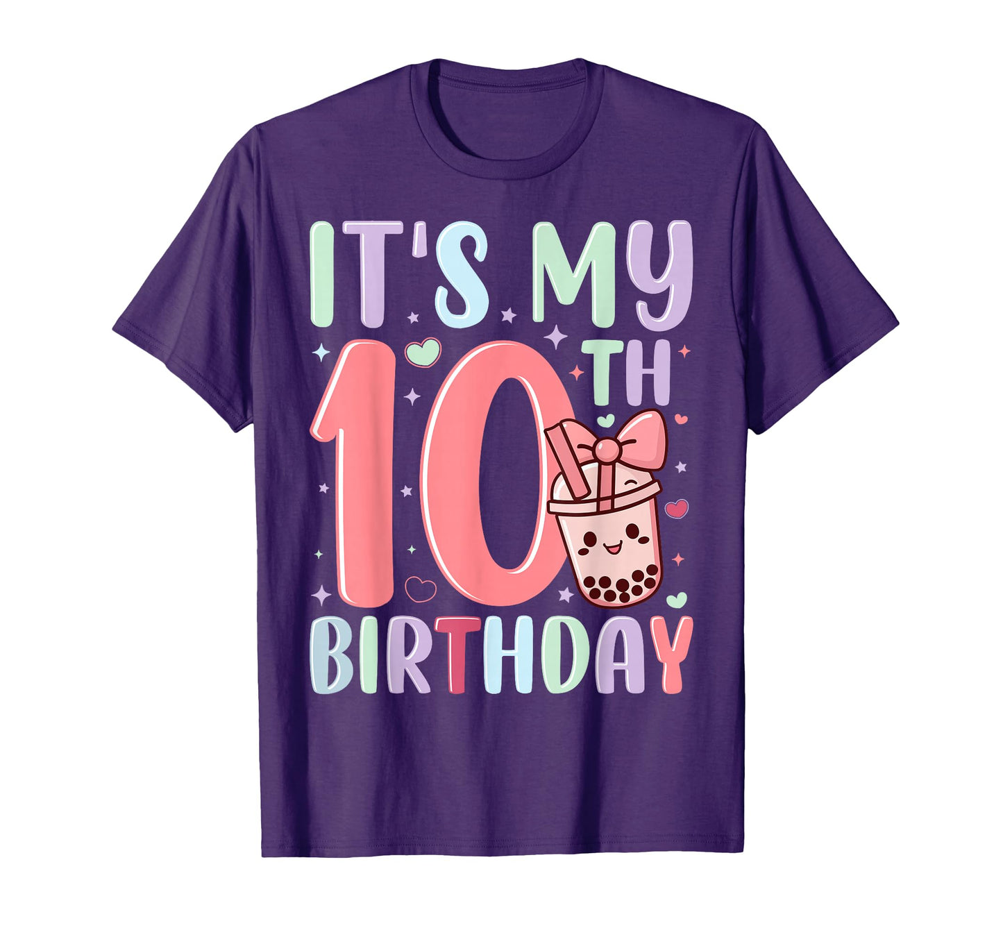 It's My 10th Birthday Bubble Boba Tea Party 10 Year Old Girl T-Shirt