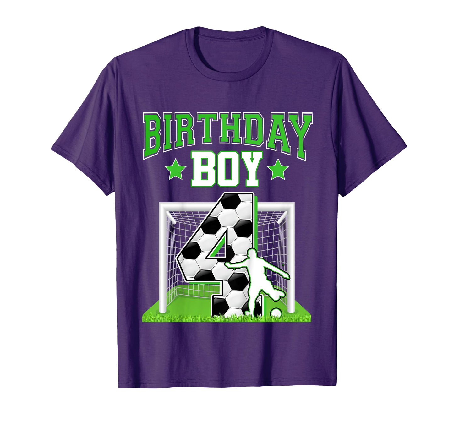 Kids Soccer Ball 4th Birthday Boy 4 Year Old Baller Player Party T-Shirt