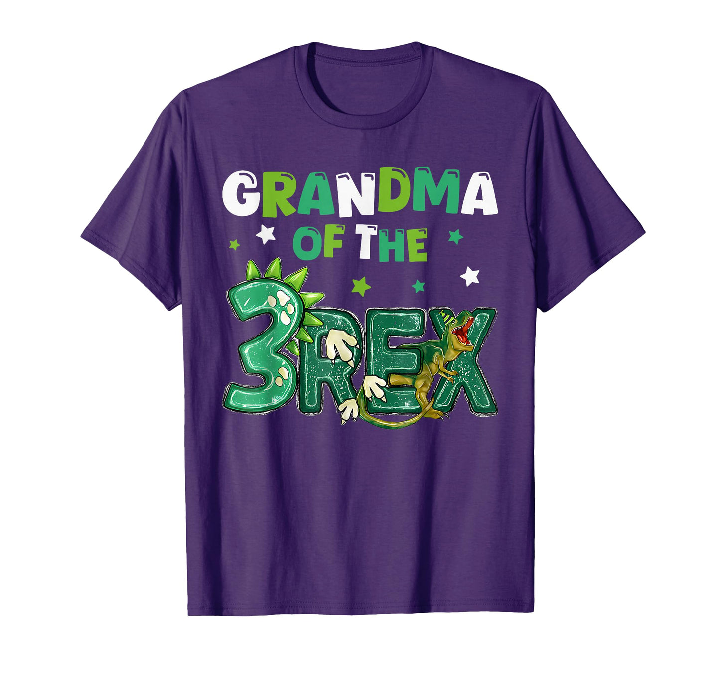 Grandma of the Three Rex Birthday Dinosaur Family Matching T-Shirt