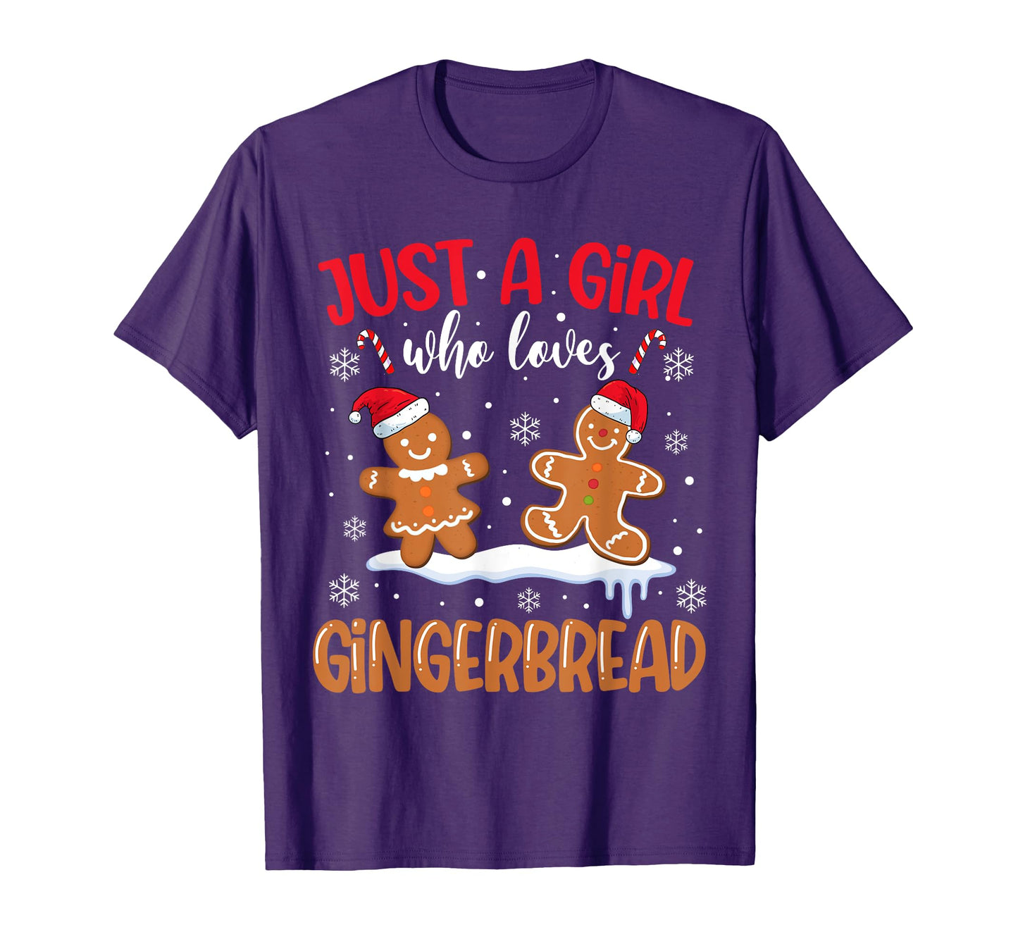 Just A Girl Who Loves Gingerbread Man Christmas Xmas Pajamas T-Shirt