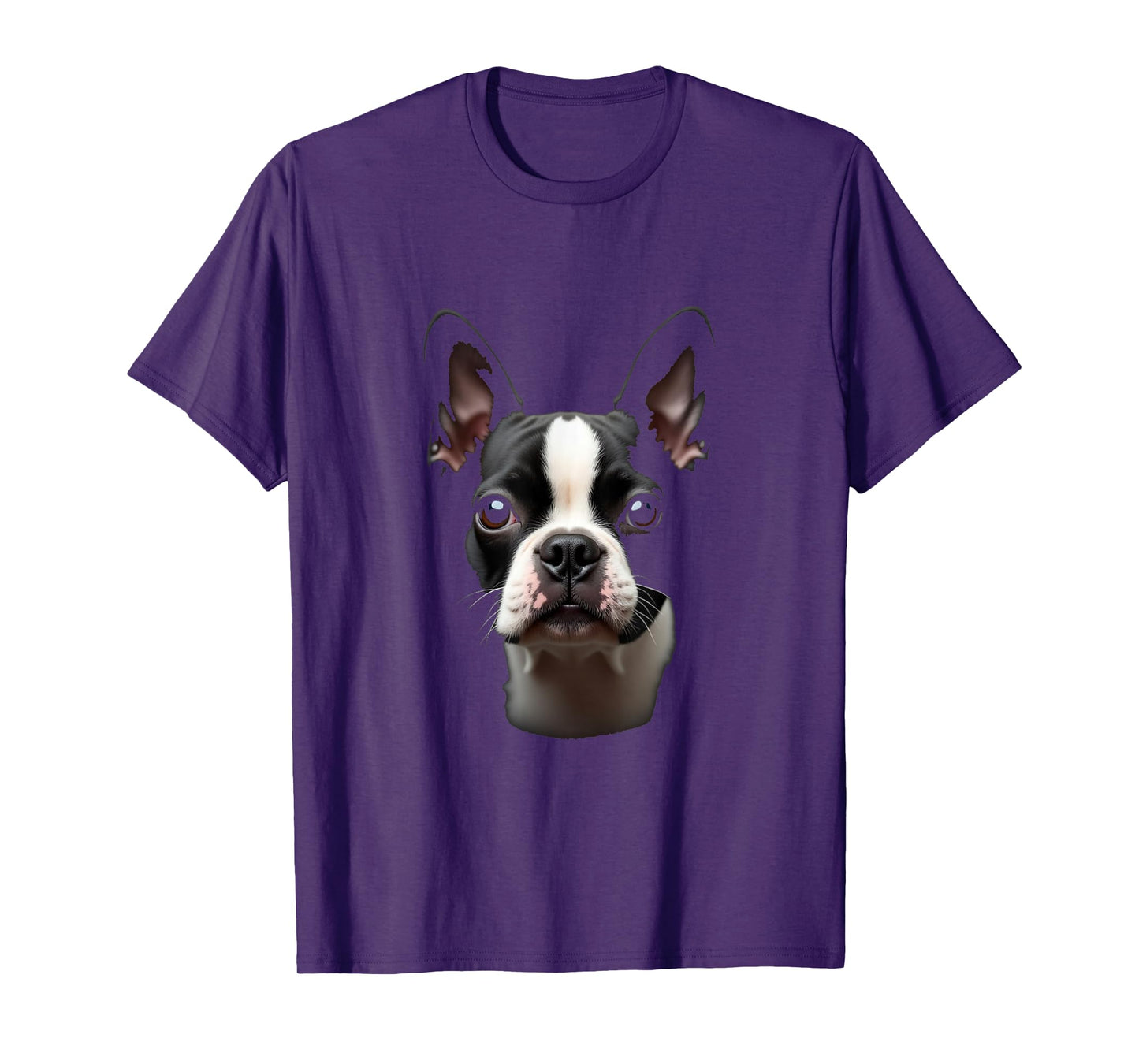 Black Boston Terrier Dog Bostie Face T-Shirt