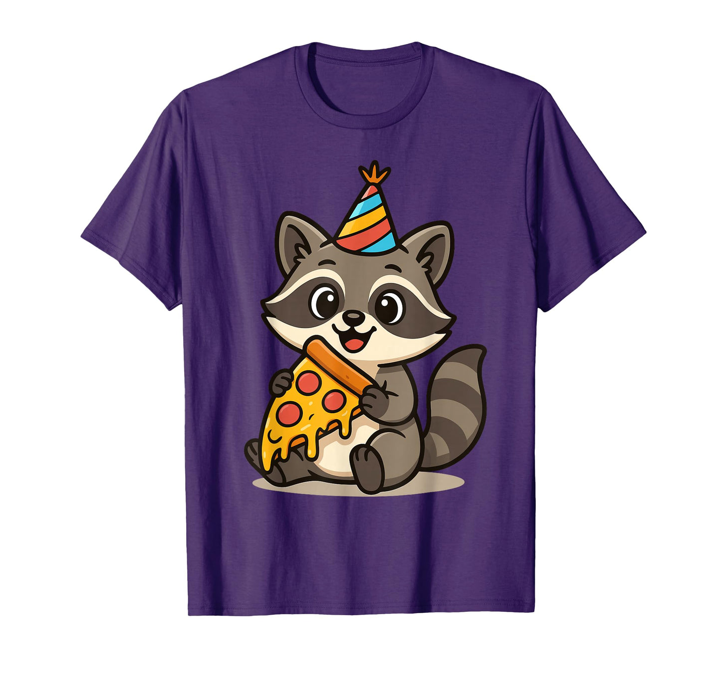 Birthday Raccoon Pizza Cute Kawaii Kids Birthday Party T-Shirt