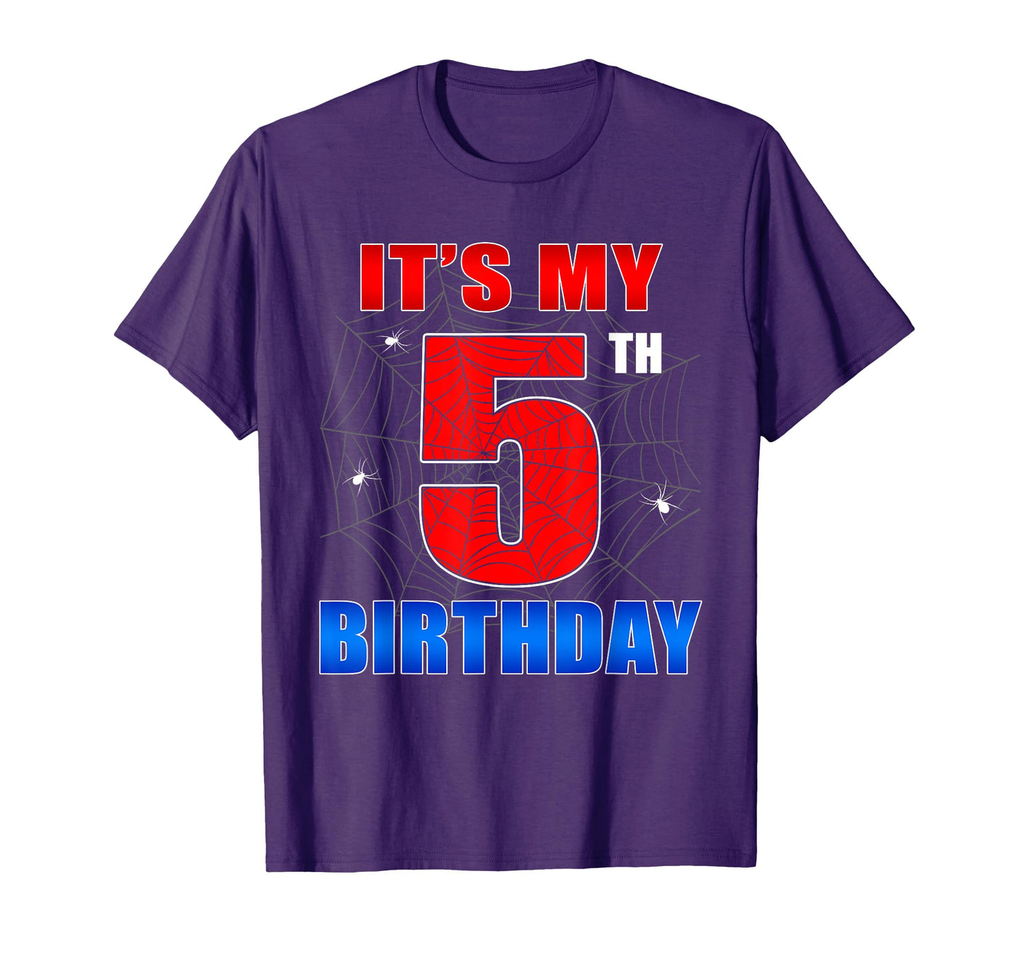 Spider Web Five 5 Years Old It's My 5th Birthday Boy Party T-Shirt