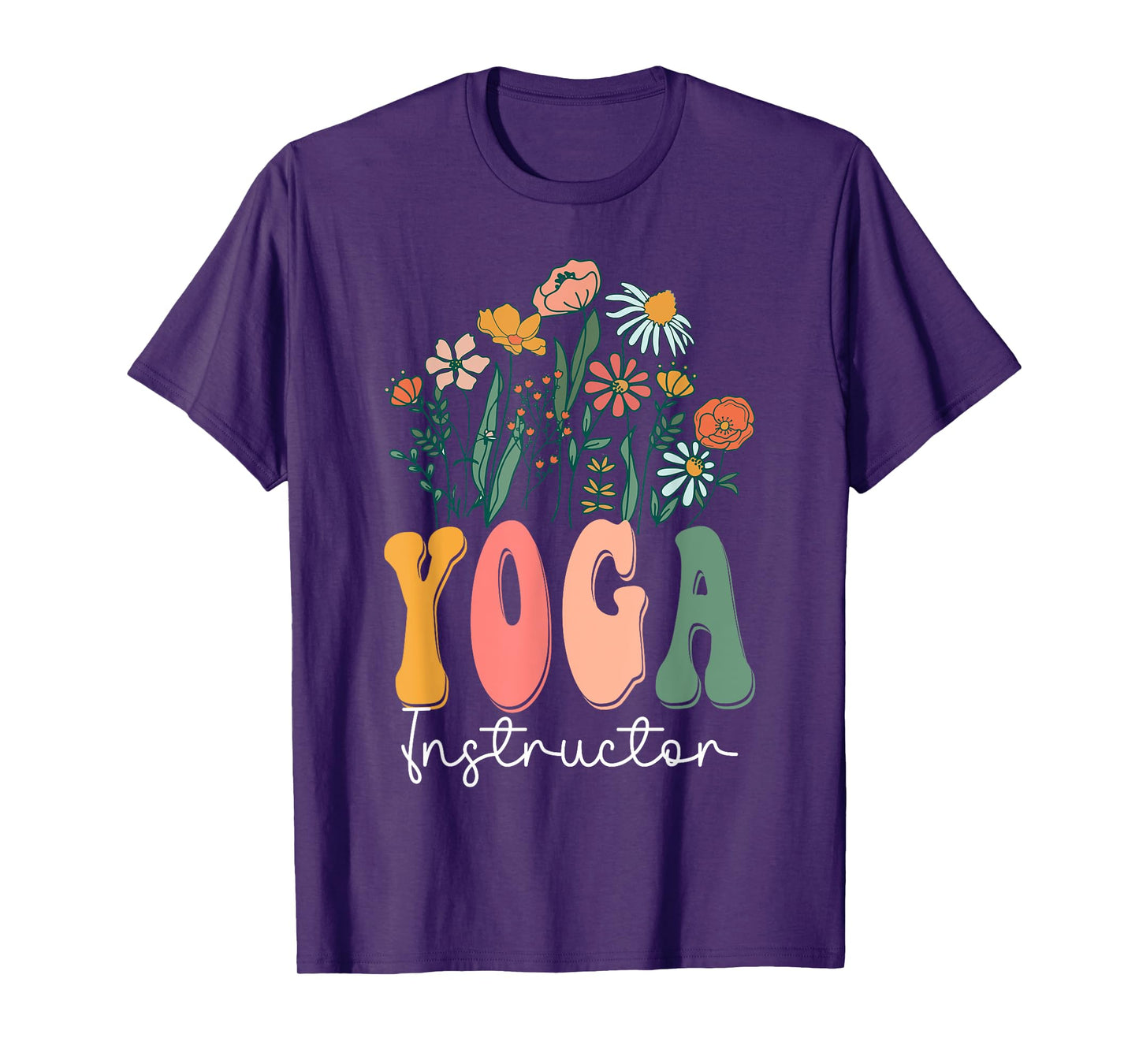 Retro Groovy floral Yoga Instructor Wildflower Tees For T-Shirt