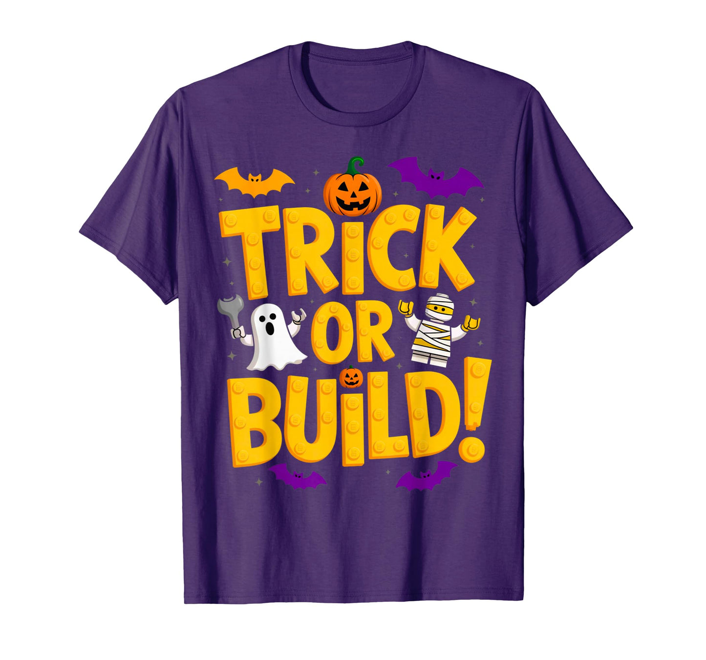 Halloween Costume Master Builder Bricks Blocks Building Kids T-Shirt