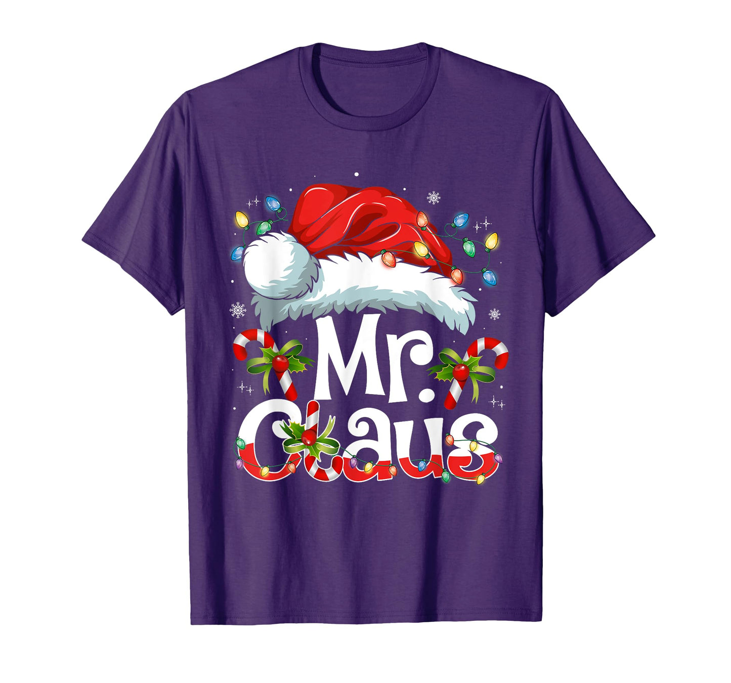 Mr and Mrs Claus Couples Matching Christmas Pajamas Santa T-Shirt