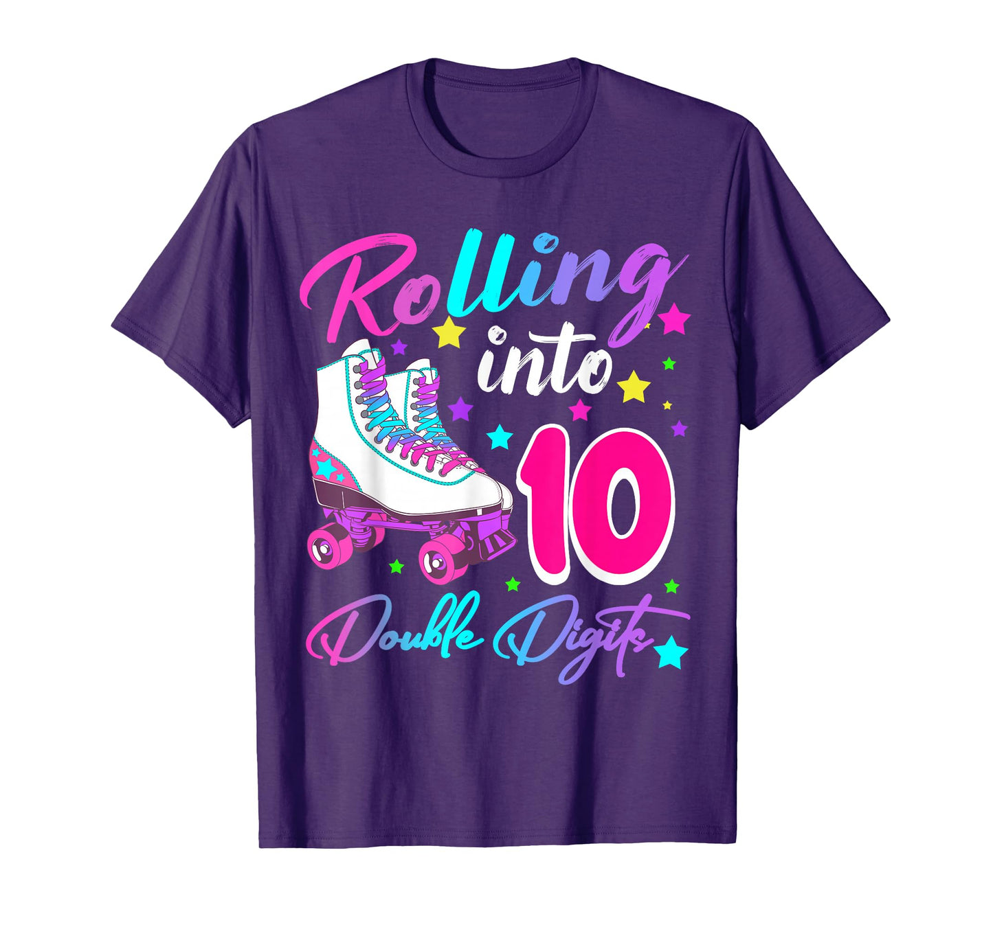 Rolling Into 10 Double Digits Roller Skates 10th Birthday T-Shirt