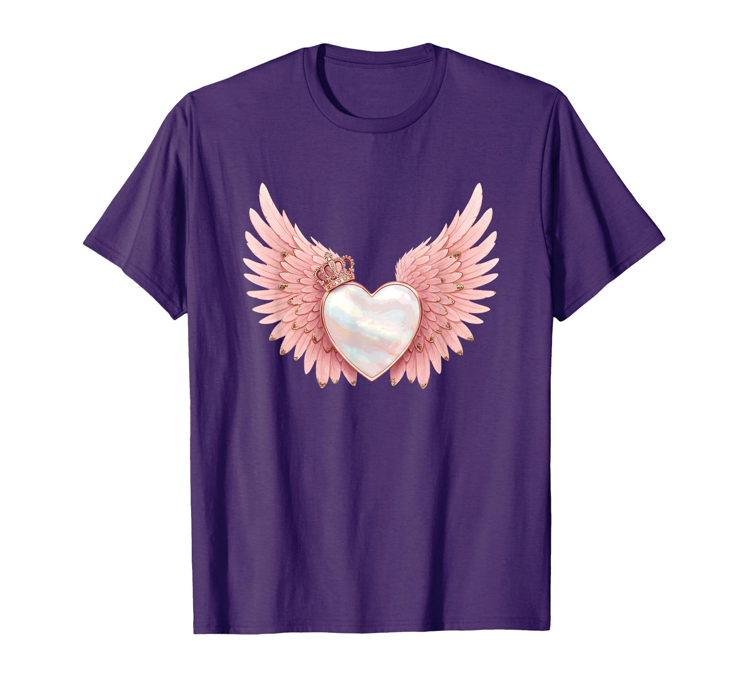 Angel Heart with Crown and Pink Wings T-Shirt
