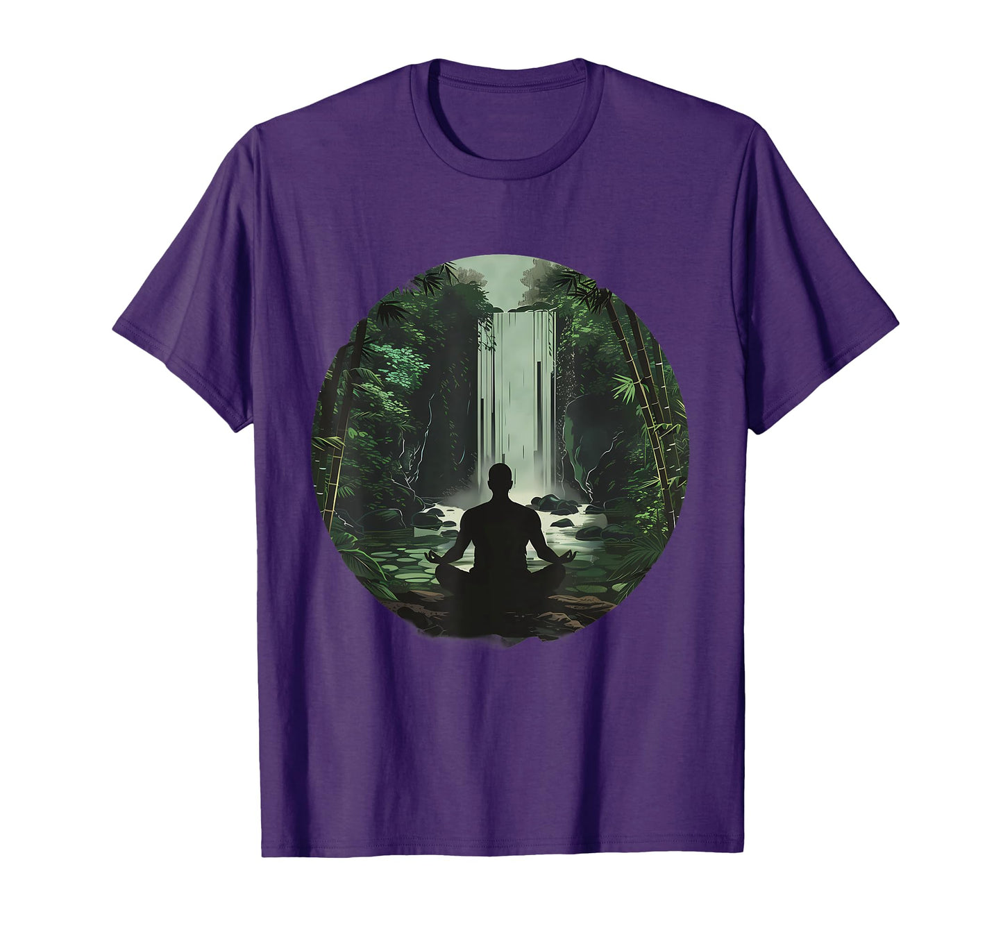 Meditation Zen Buddha Waterfall Buddhist Hindu Yoga Nature T-Shirt
