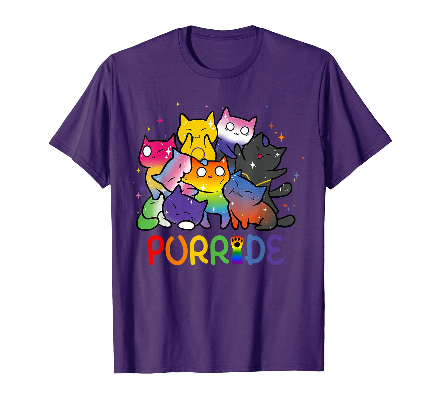 Purride Cat Pride Ally LGBT Rainbow Animal Lovers Women Kids T-Shirt