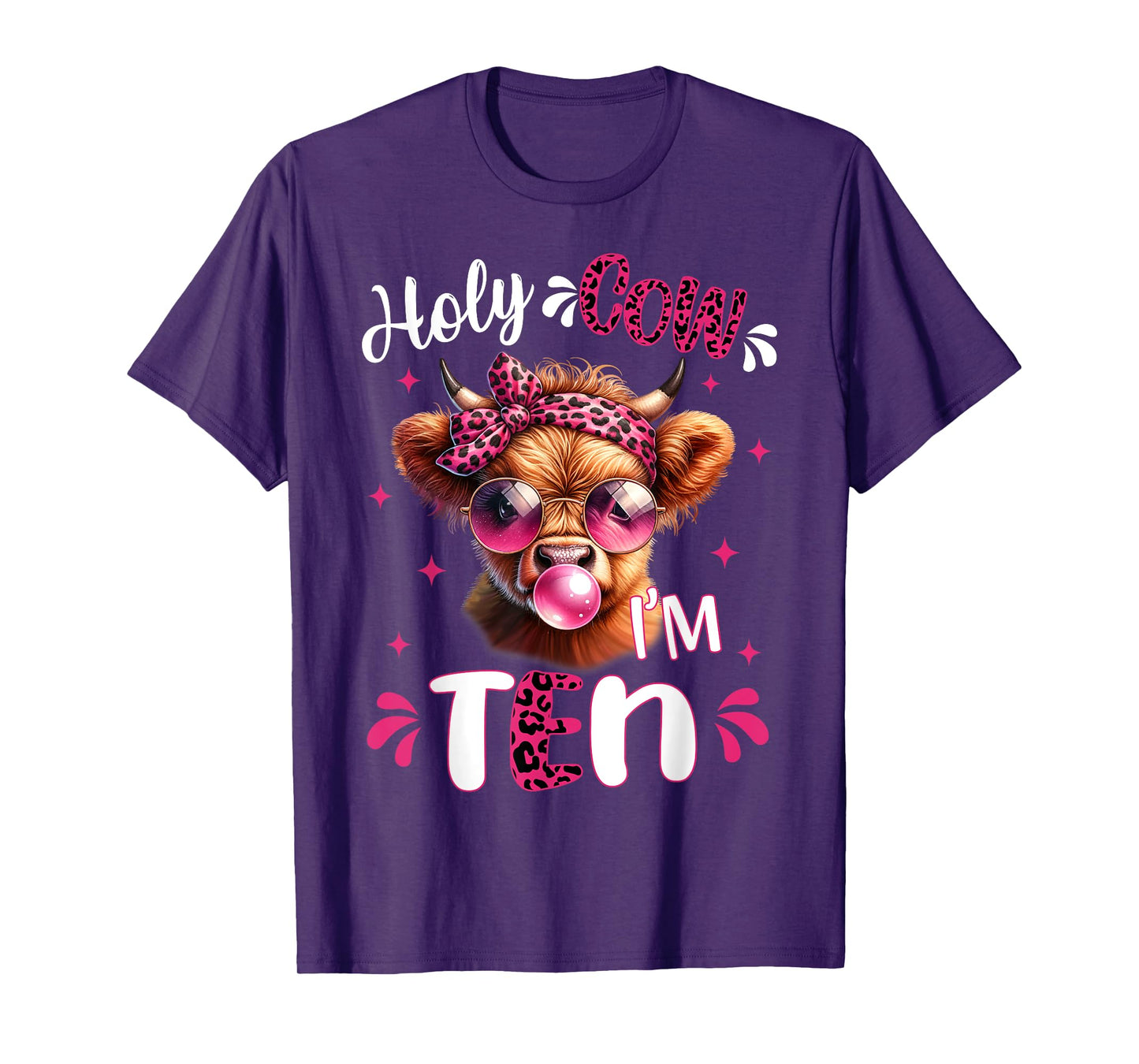 I'm Ten Years Old Girl It's My 10th Birthday Highland Cow T-Shirt