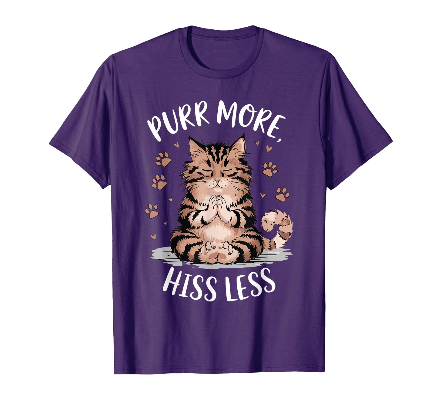 Purr More Hiss Less Yoga Cute Meditation CatTee T-Shirt