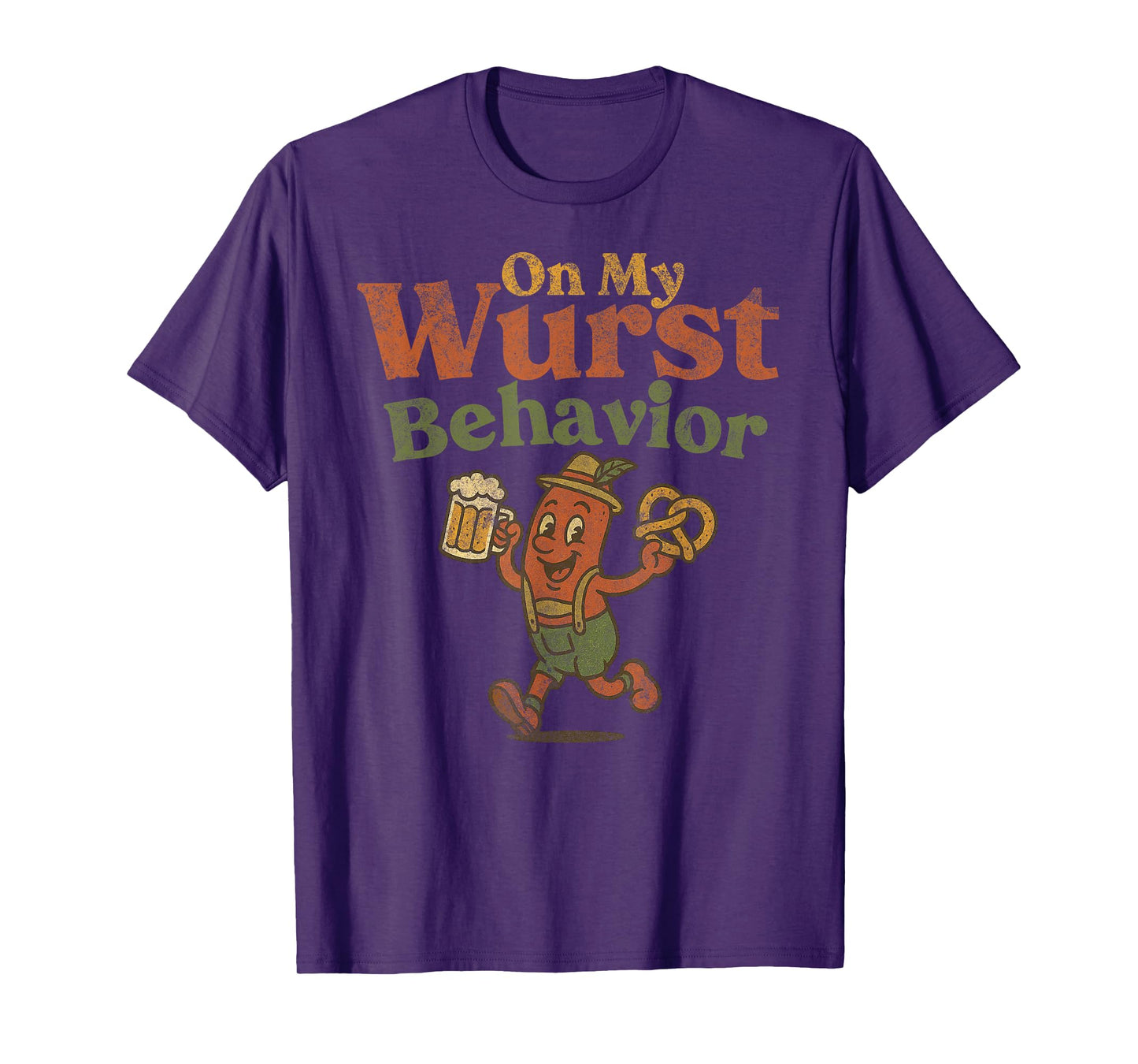 ON My Wurst Behavior Funny Vintage German Oktoberfest Tee T-Shirt