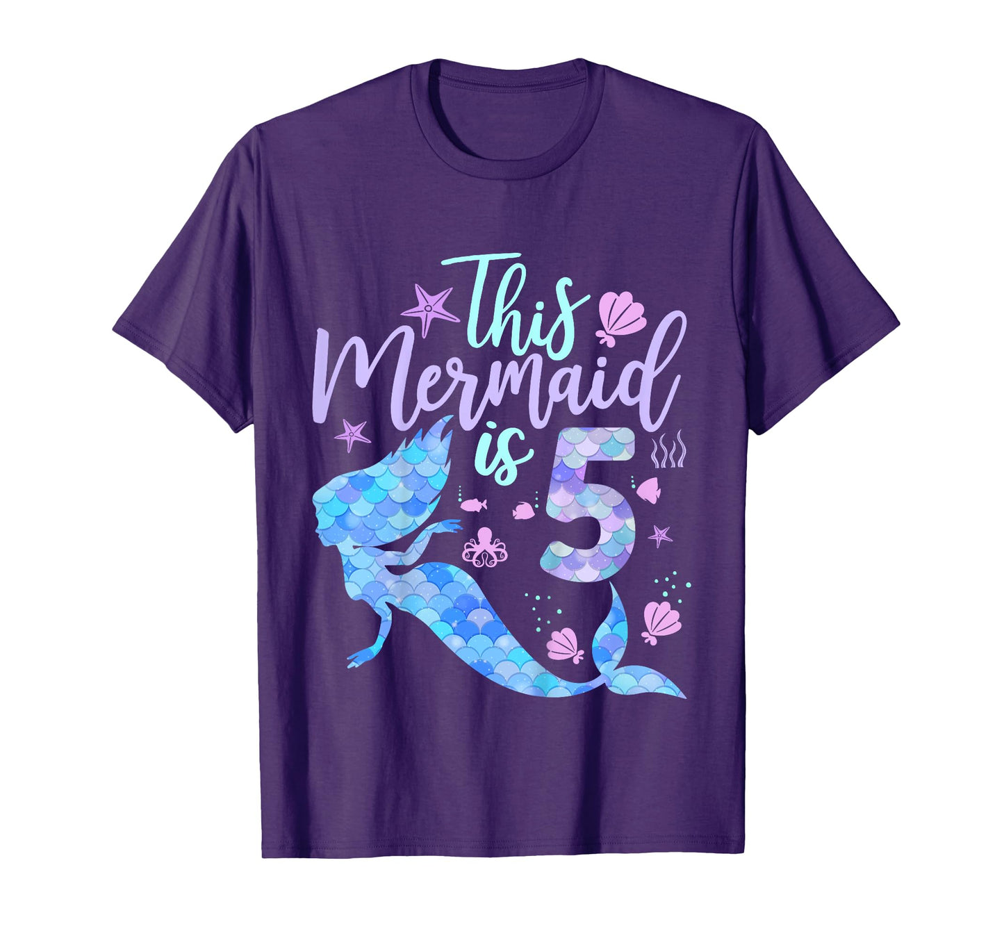 Kids This Mermaid is 5 Birthday Girls Mermaid T-Shirt