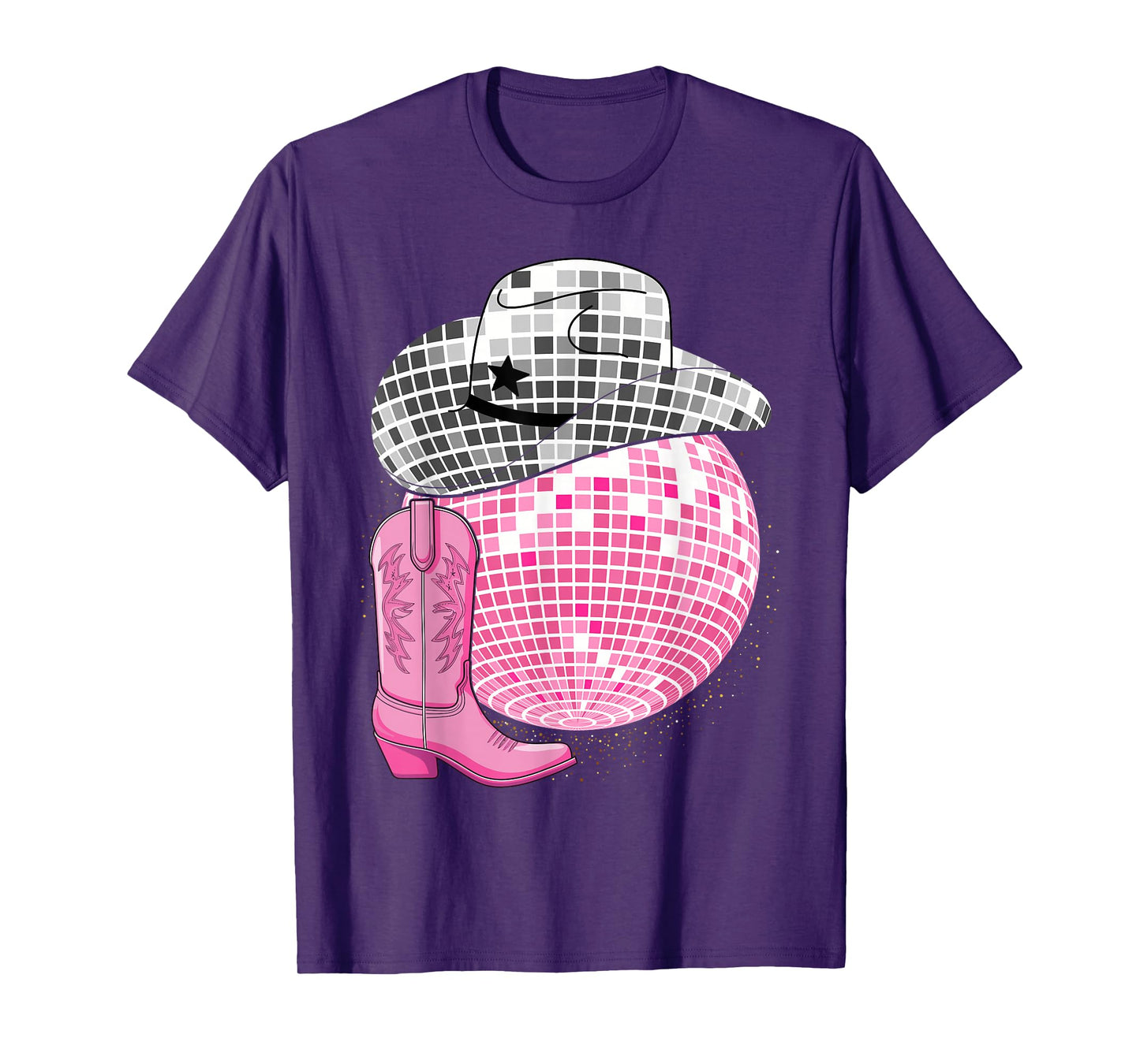 Cowgirl Pink Disco with Cowboy Hat Retro T-Shirt