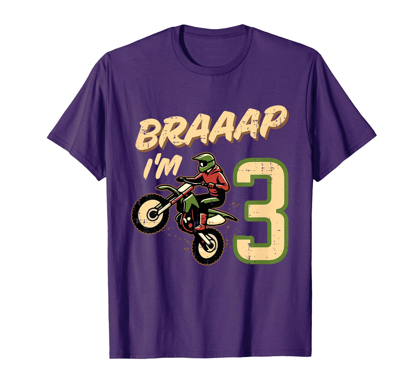 Kids Braaap Im 3 Dirt Bike 3rd Year Birthday Bday Motocross Boys T-Shirt