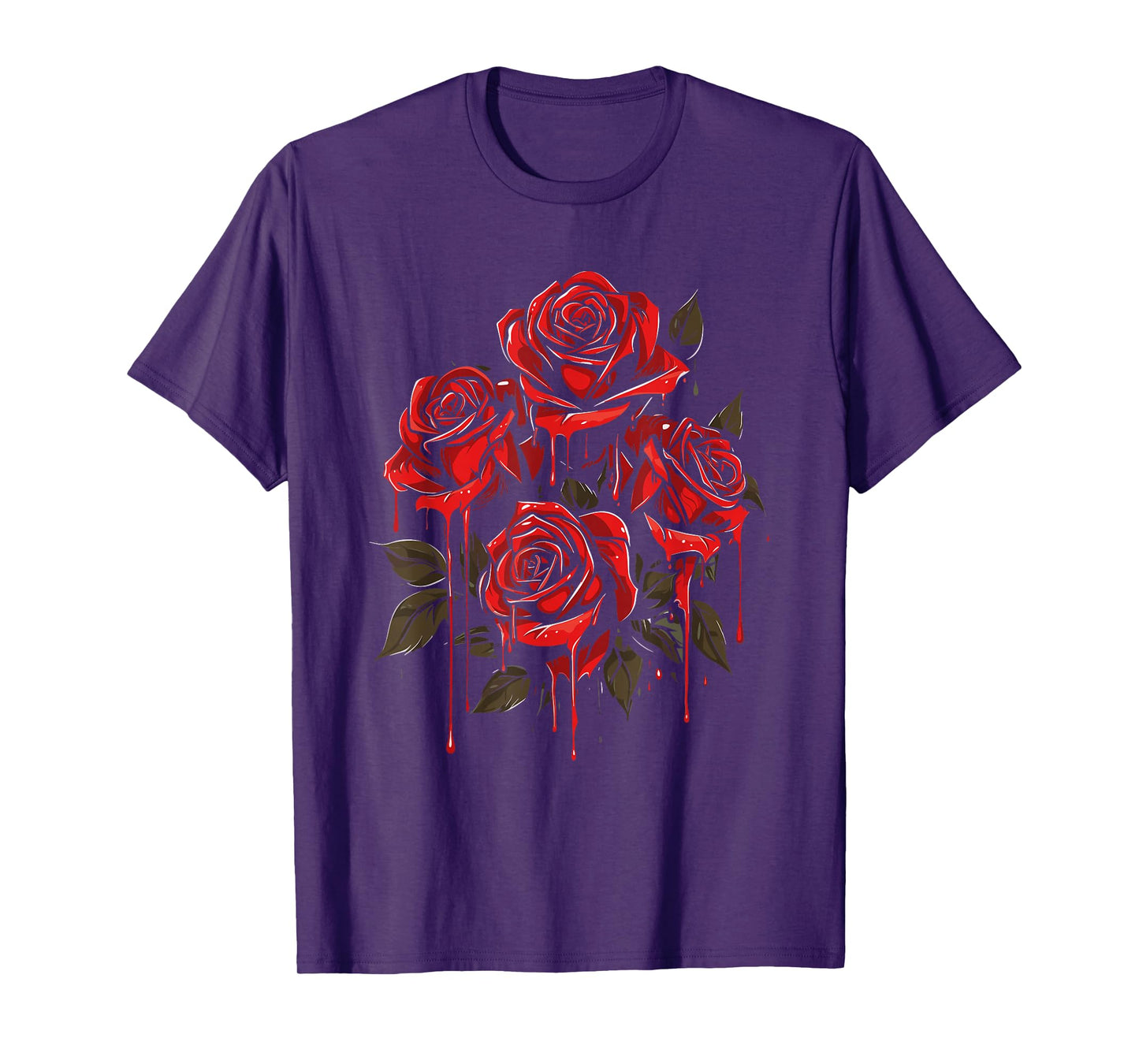 Red Rose Floral - Gothic Flower Goth Dripping Rose T-Shirt