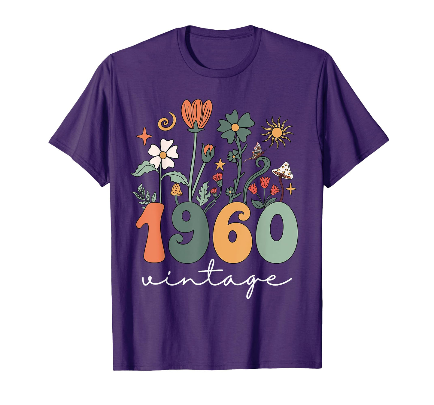 Vintage 1960 Wildflower Floral 65th Birthday Women Girls T-Shirt