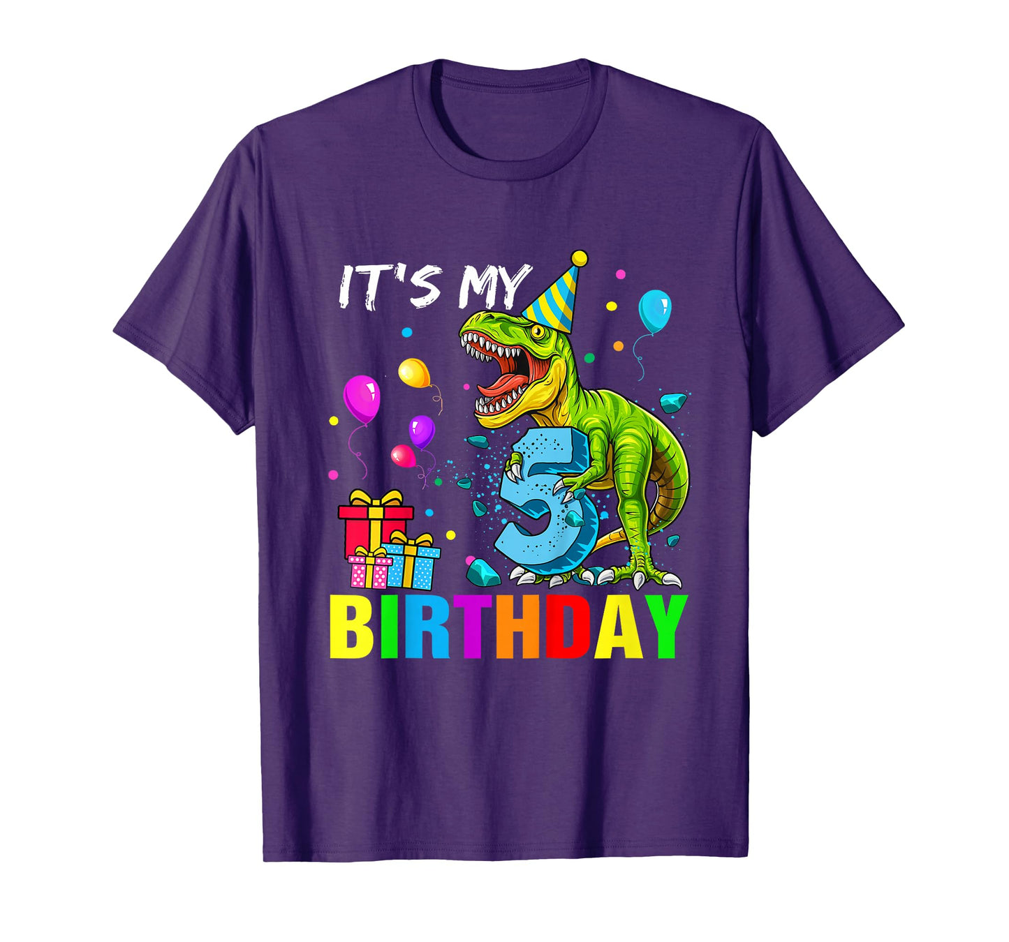 It's My 5th Birthday T-Rex Happy 5 Year Dinosaur Shirt Boys T-Shirt