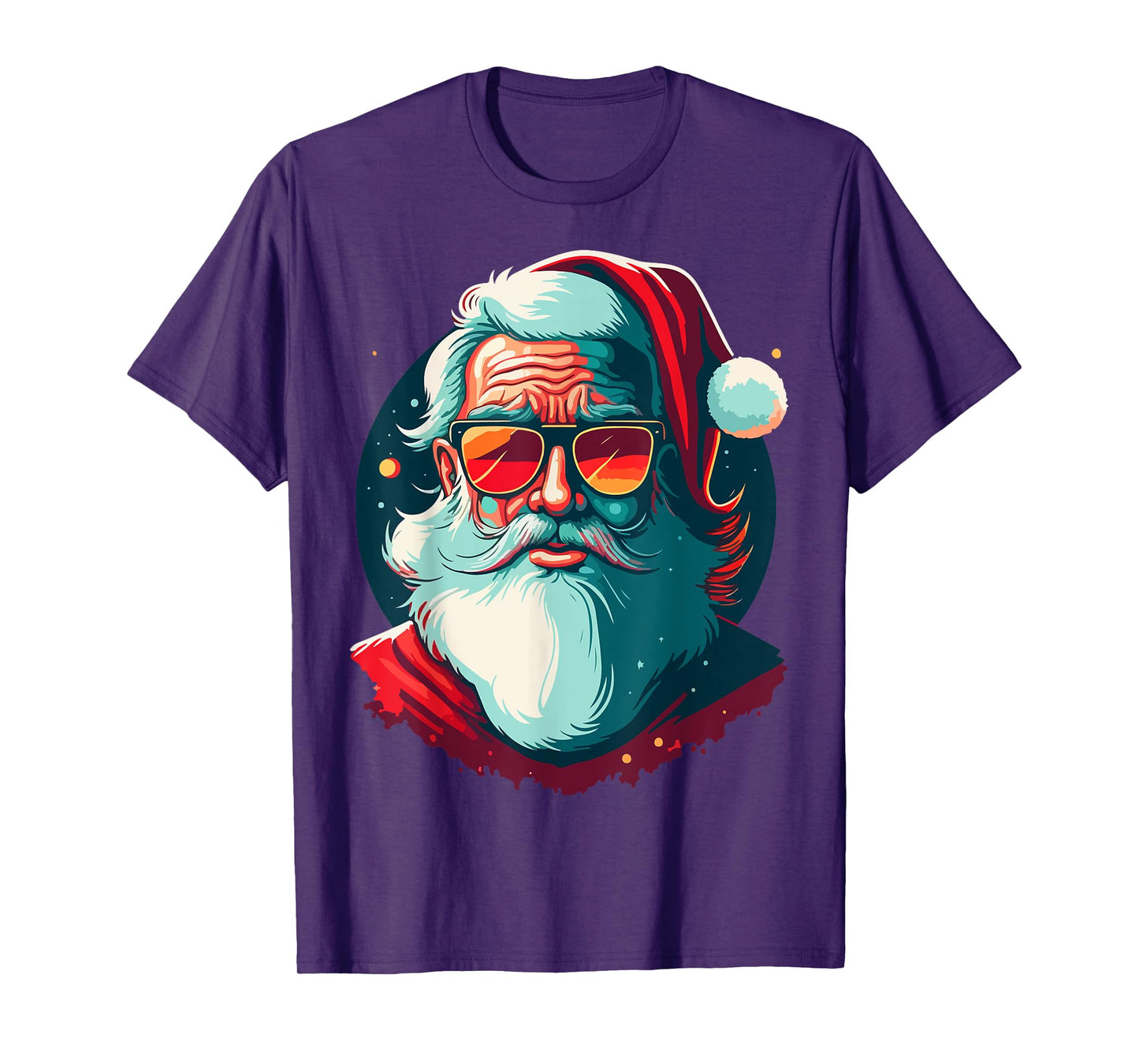 Santa Face Retro Sunglasses Christmas Xmas Men Women T-Shirt