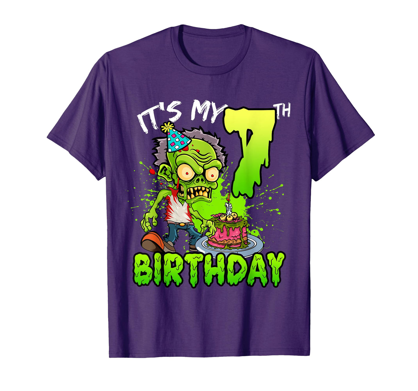 It's My 7th Birthday Zombie Lover 7 Year Old Boys Girls T-Shirt