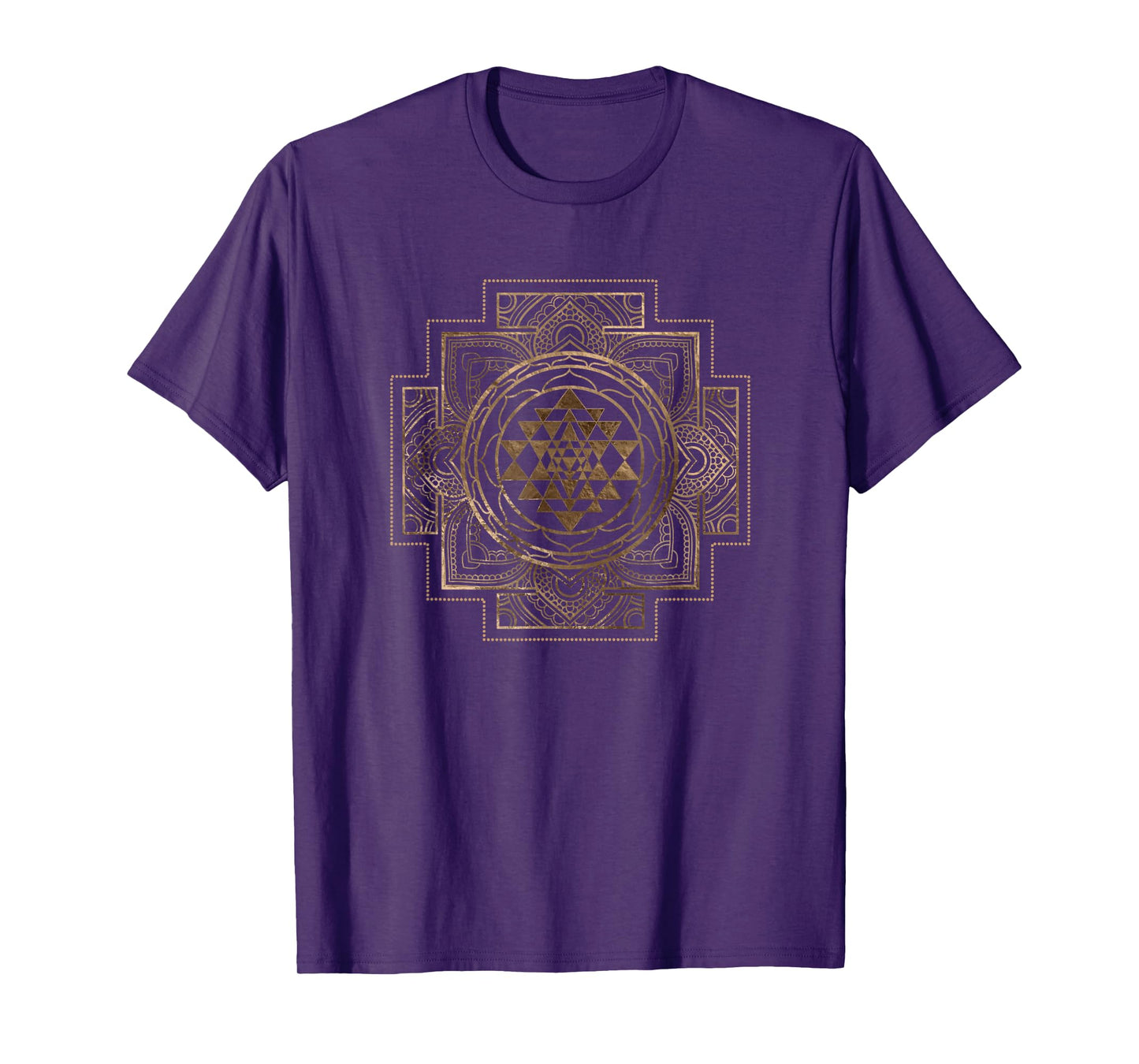 Creativemotions Women's Yoga School Modern Geometry Sri Yantra - Sri Chakra T-Shirt, Black, Small