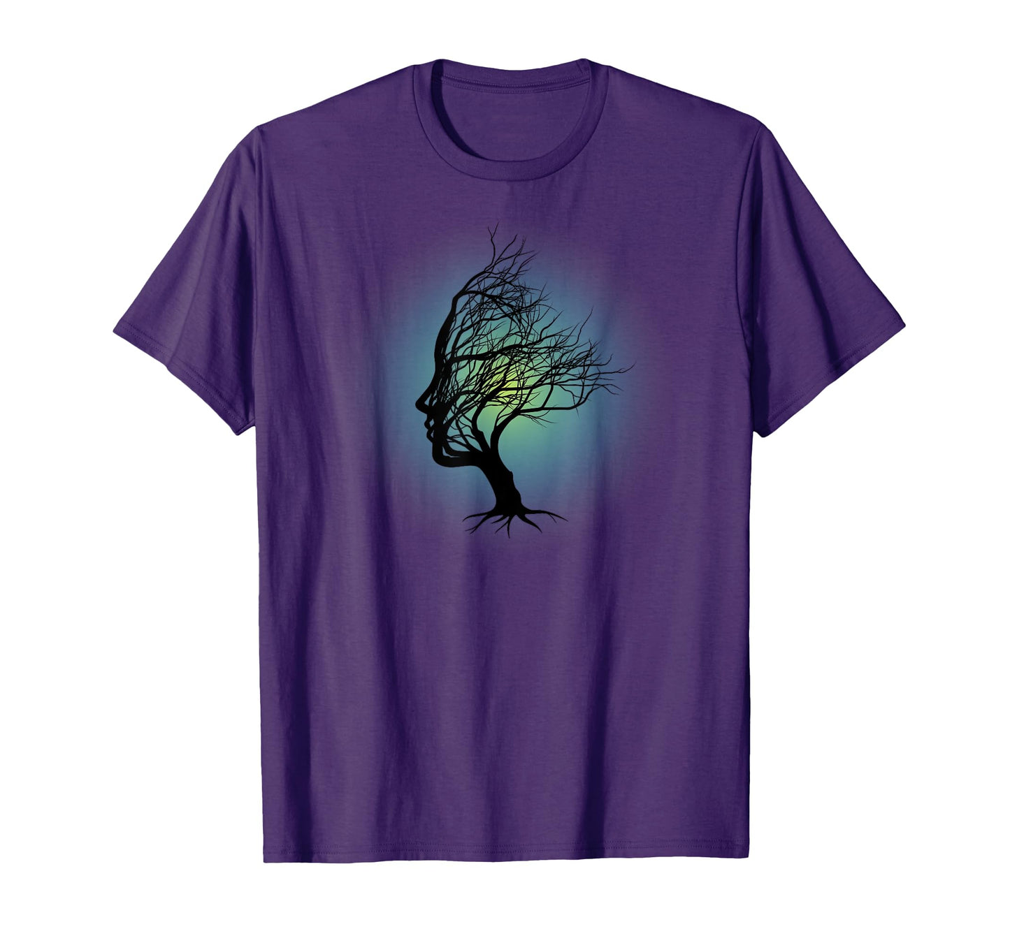 Surreal Tree Of Life Face Silhouette Spiritual Yoga Zen T-Shirt