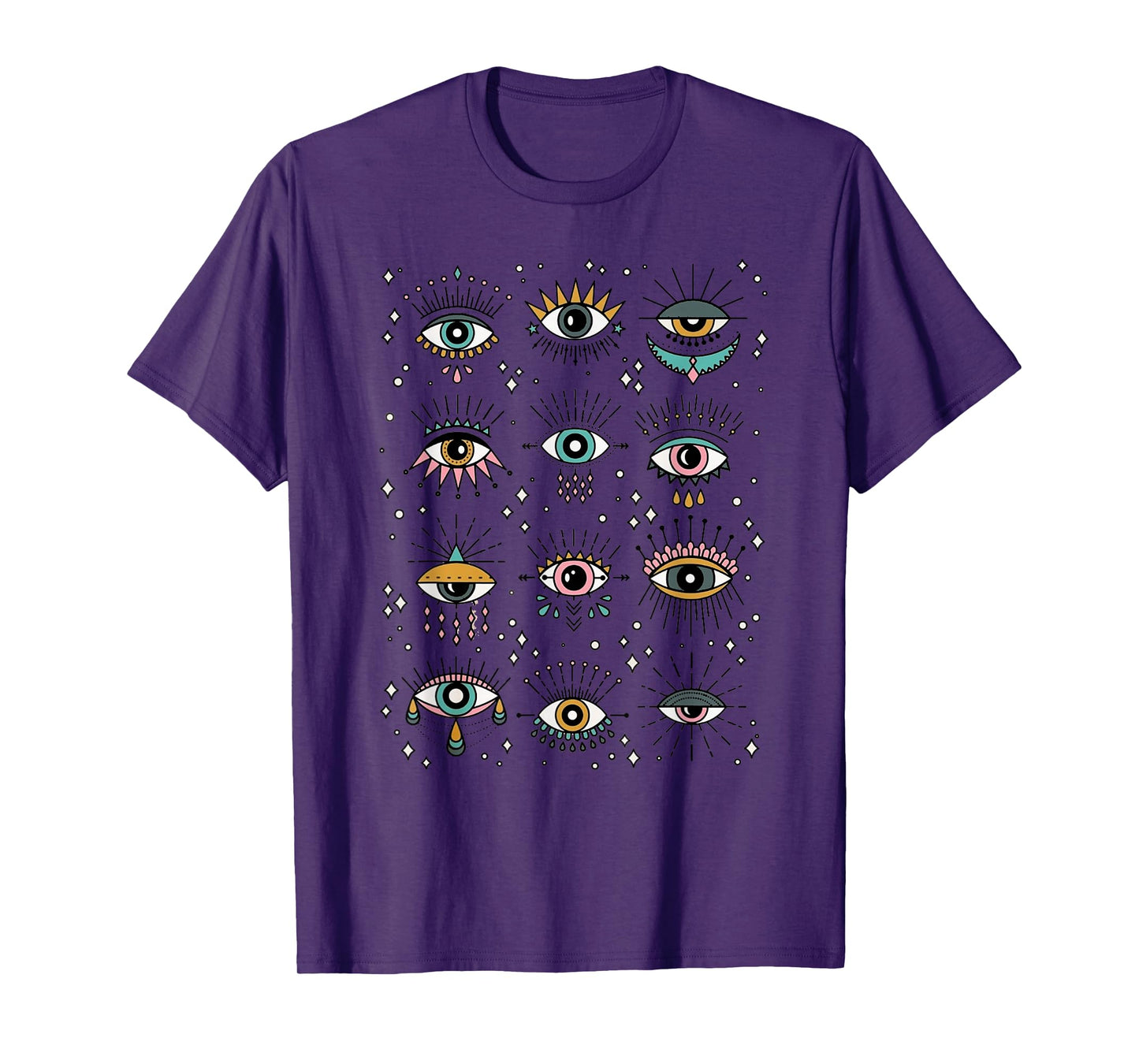 Colorful Squint And Closed Evil Eye Eyelashes Nazar Mati T-Shirt