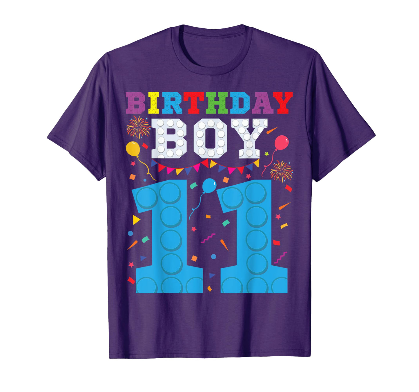 Kids 11 Year Old Building Blocks Family Matching 11 Birthday T-Shirt