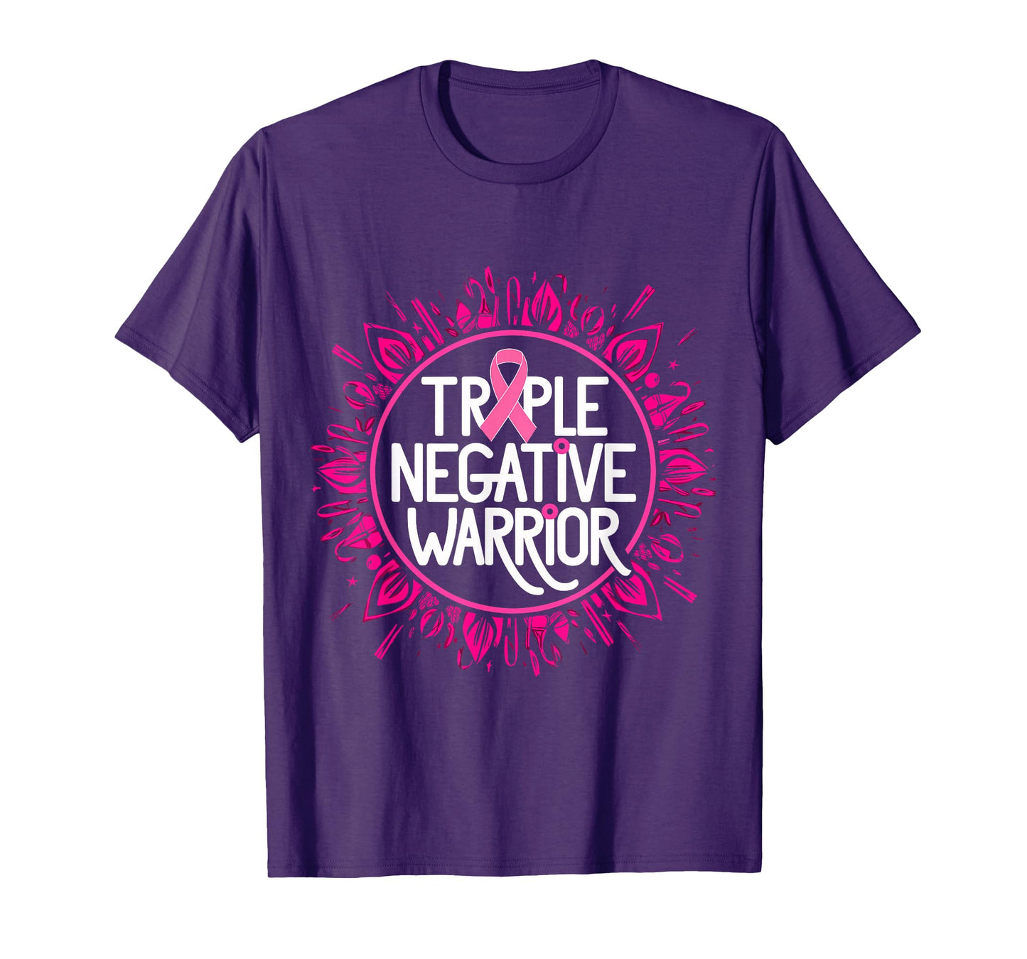 Triple Negative Warrior Pink Ribbon Breast Cancer T-Shirt