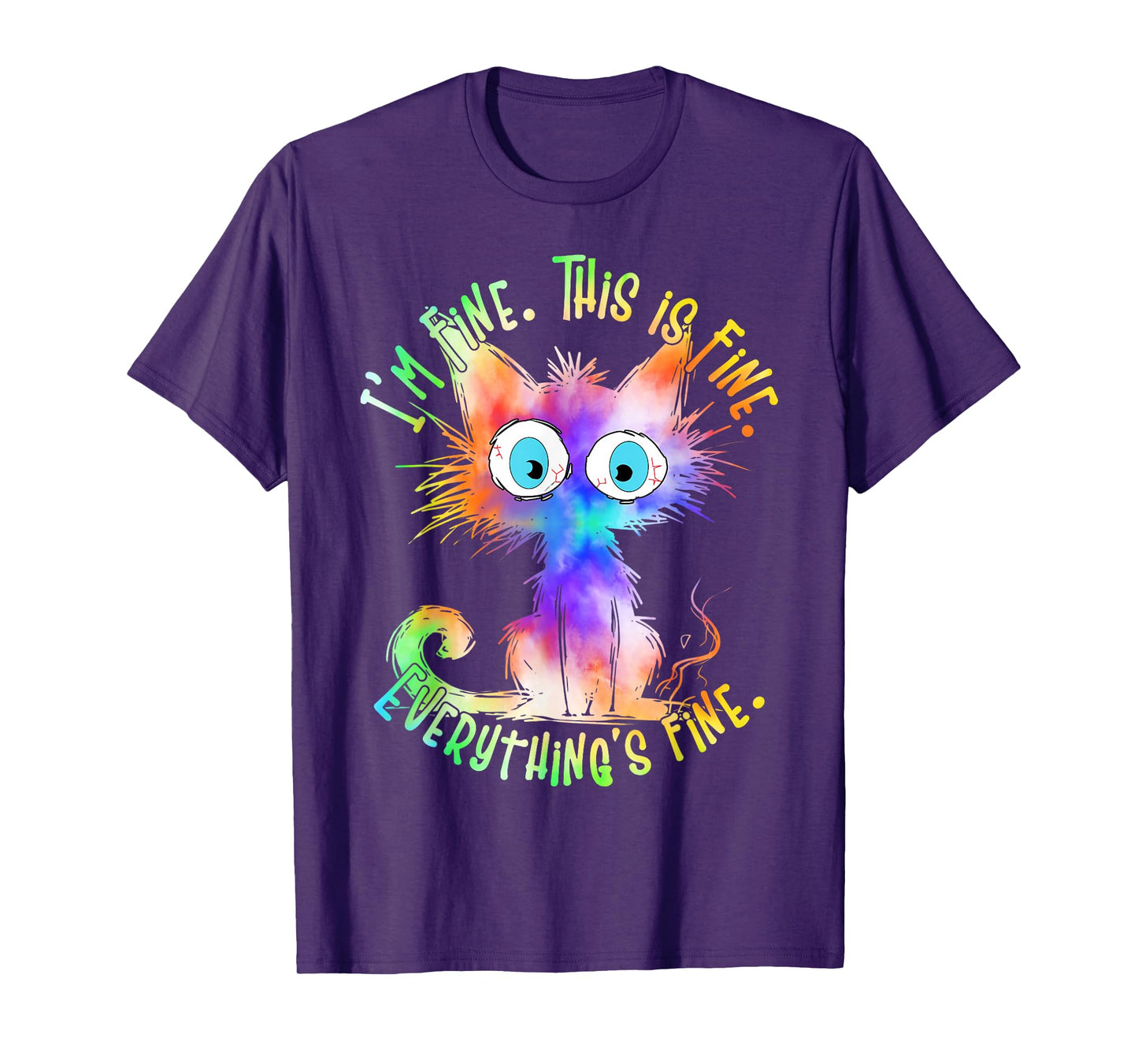 Tie Dye Black Cat Its Fine Im Fine Everything Is Fine Women T-Shirt