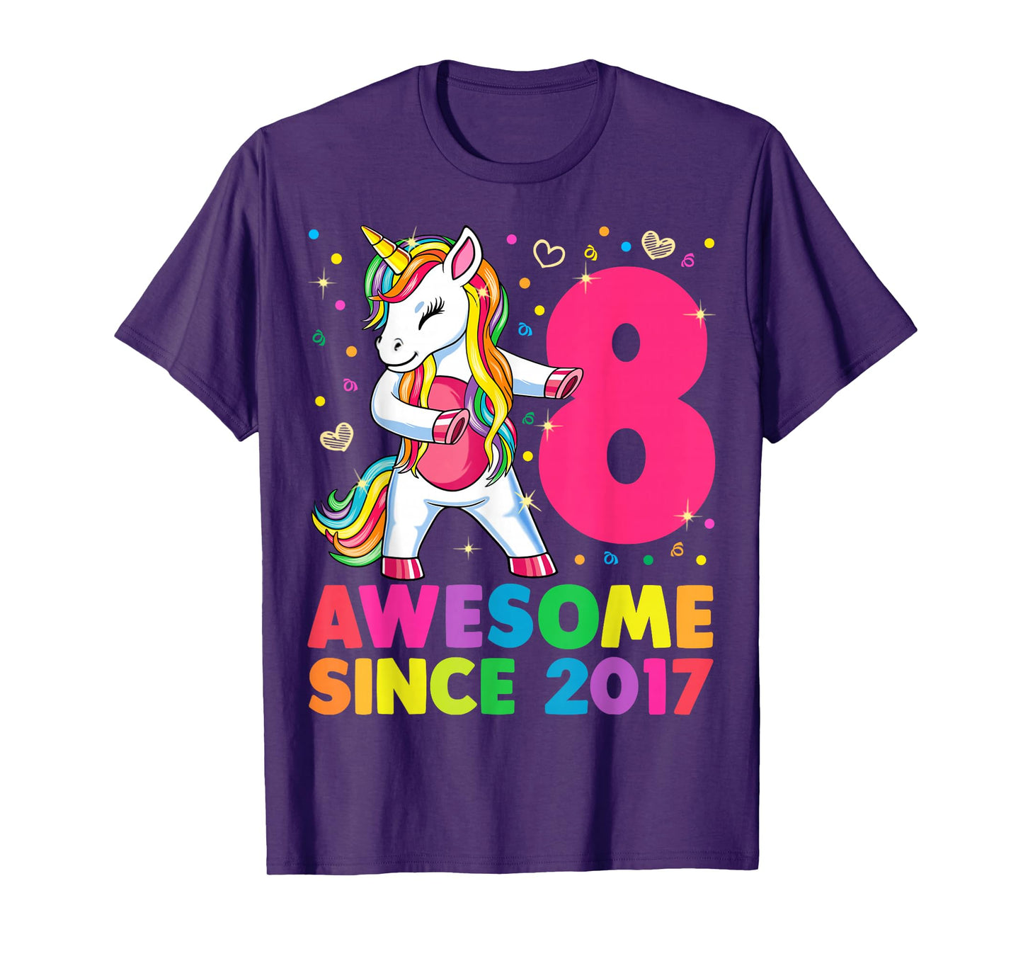 8 Years Old Unicorn Flossing 8th Birthday Girl Unicorn Party T-Shirt