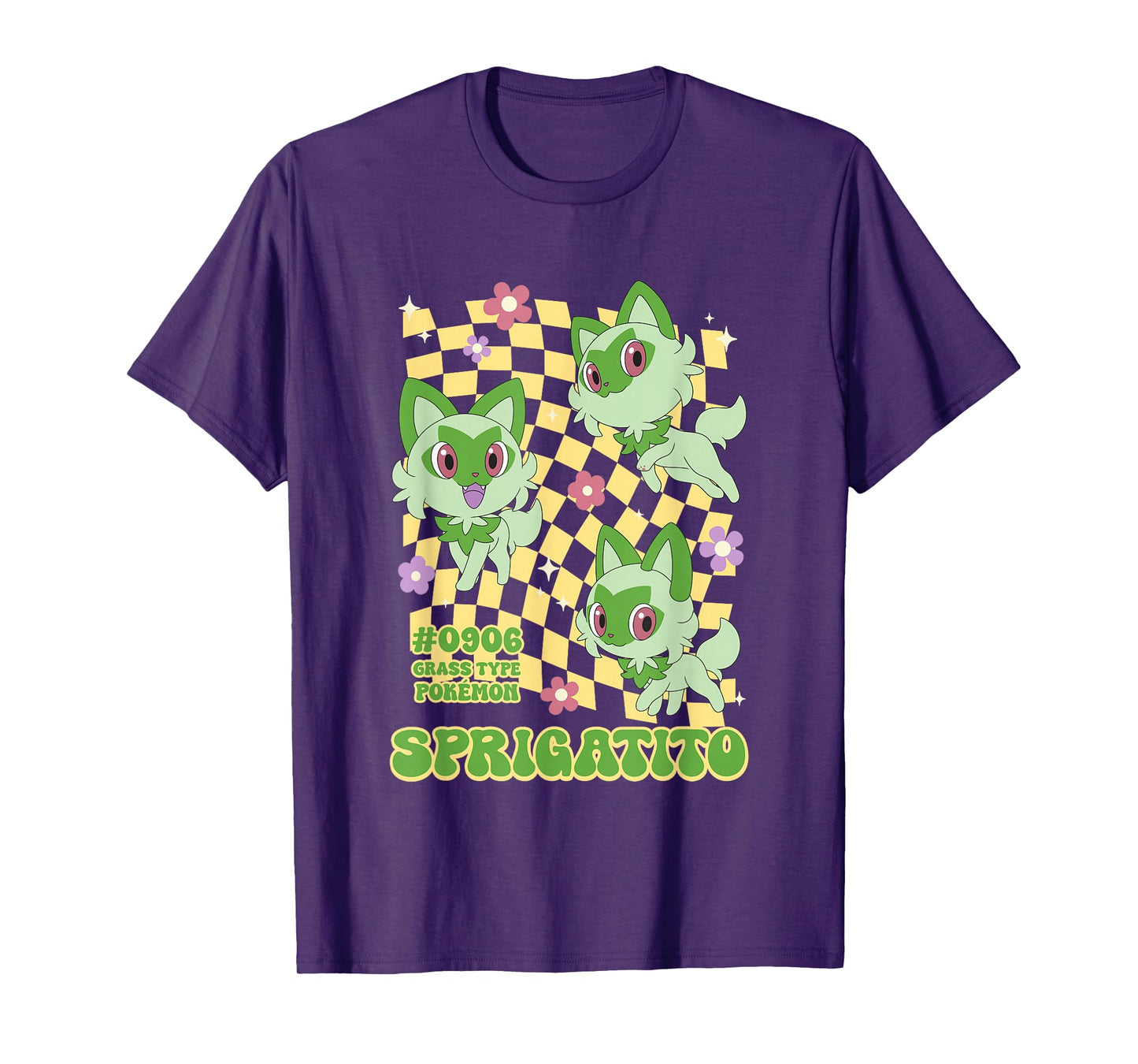 Pokémon Sprigatito #0906 Grass Type Pokemon Retro Chest Logo T-Shirt