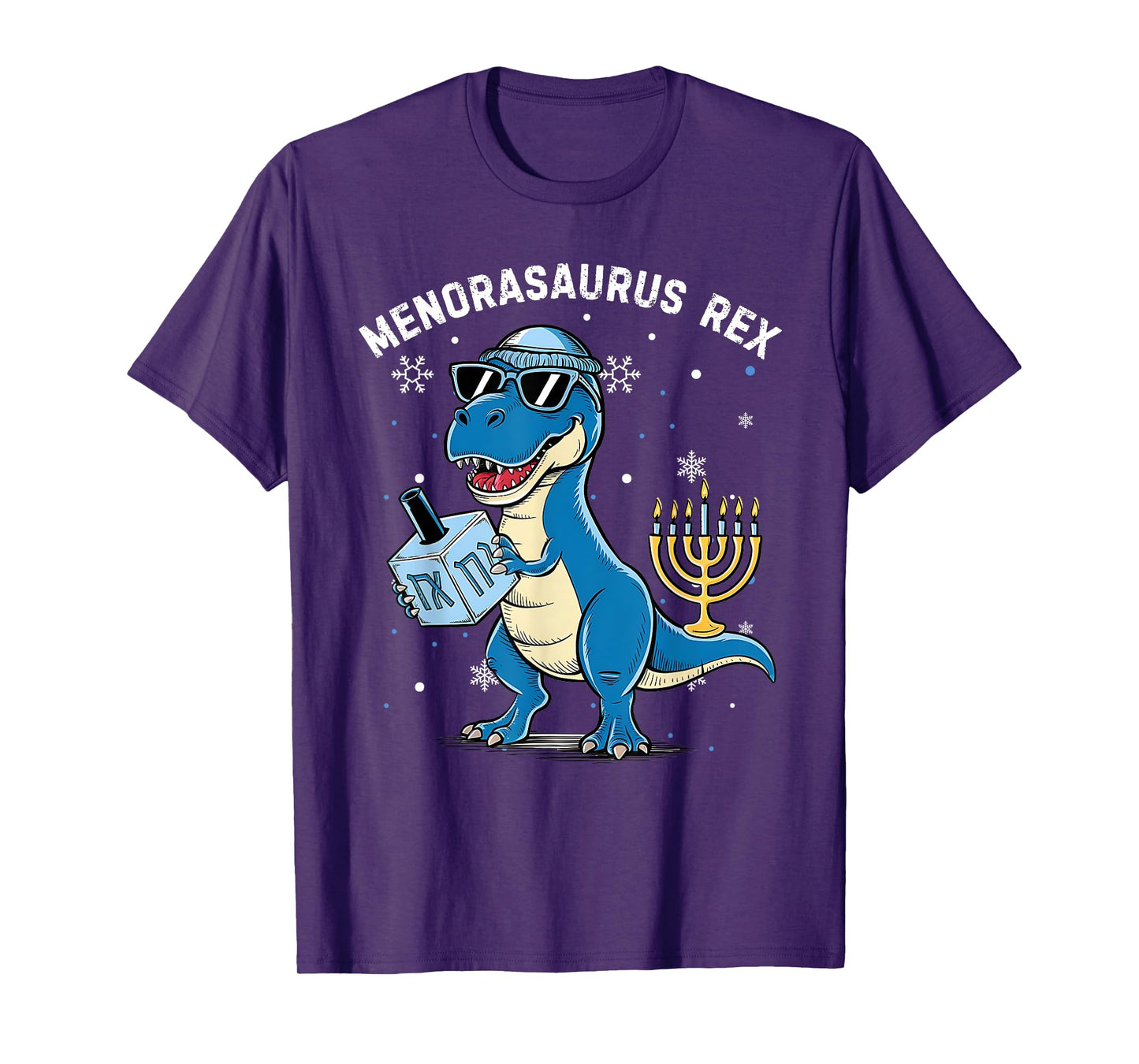 Menorasaurus Rex Hanukkah Funny Dinosaur Menorah Boys Kids T-Shirt