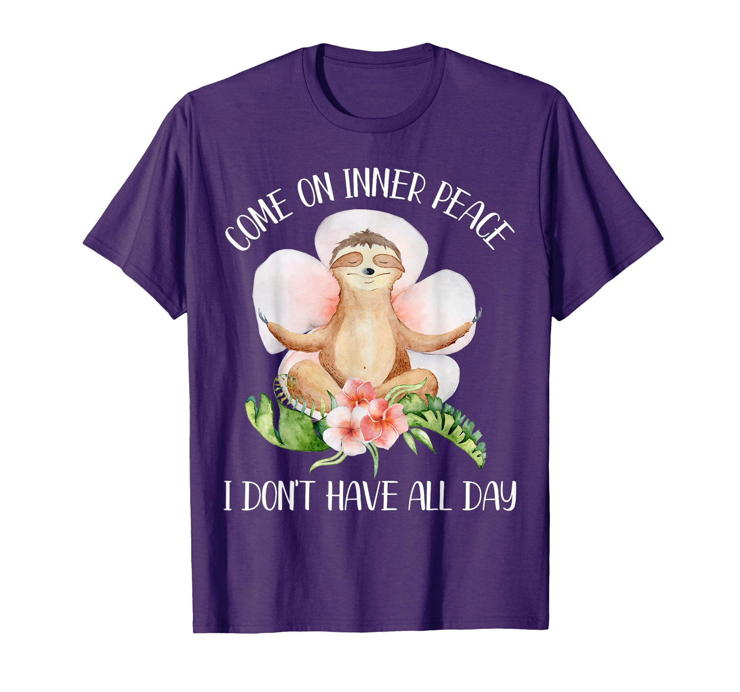 Funny Sloth Yoga Saying Come On Inner Peace Gift T-Shirt